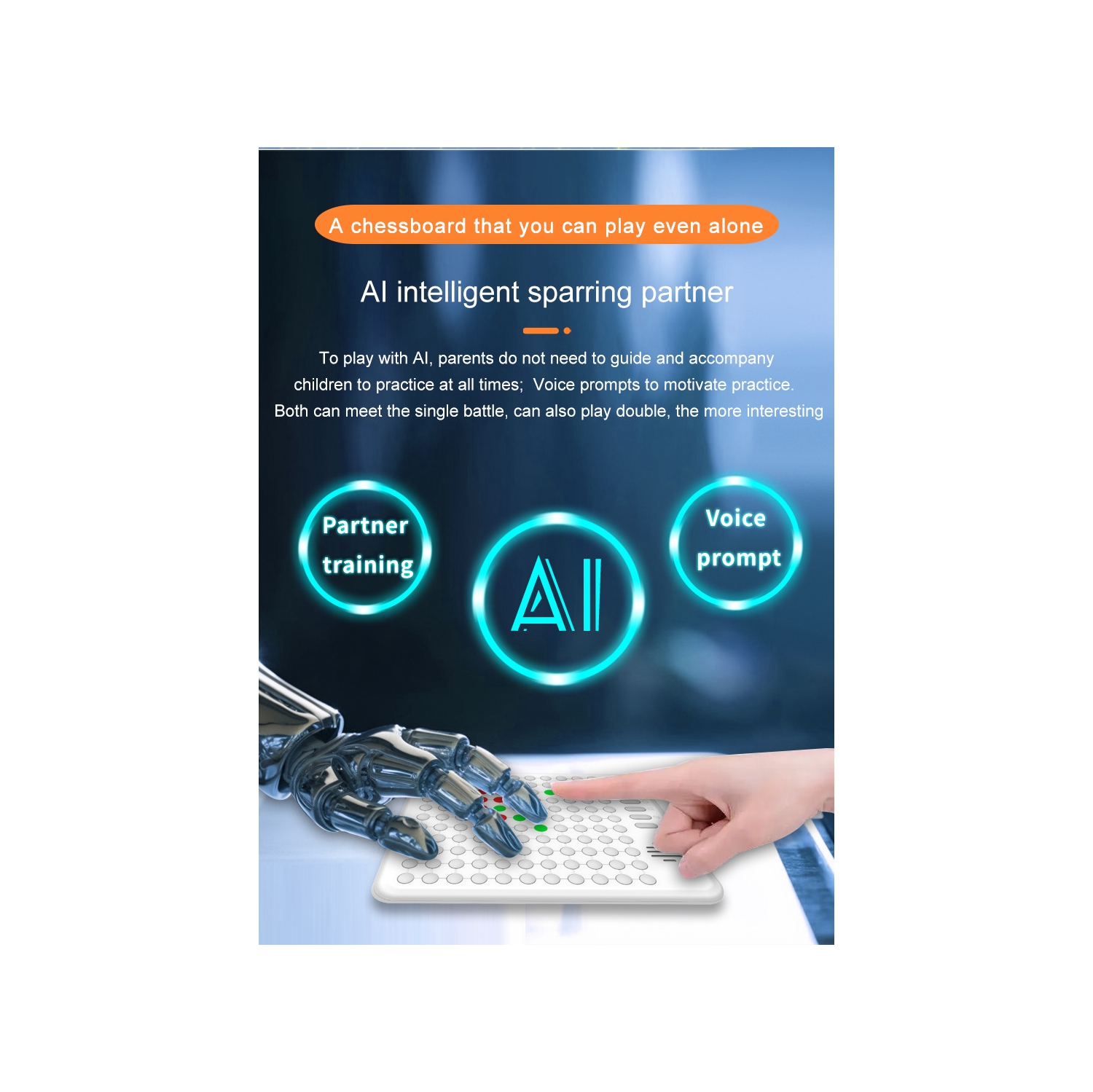 9-in-1 Smart Electronic Board Game - AI Multi-function Smart Go Board, Single and Double Mode, Memory Game, Light Touch, Voice Prompt, Great Gift for