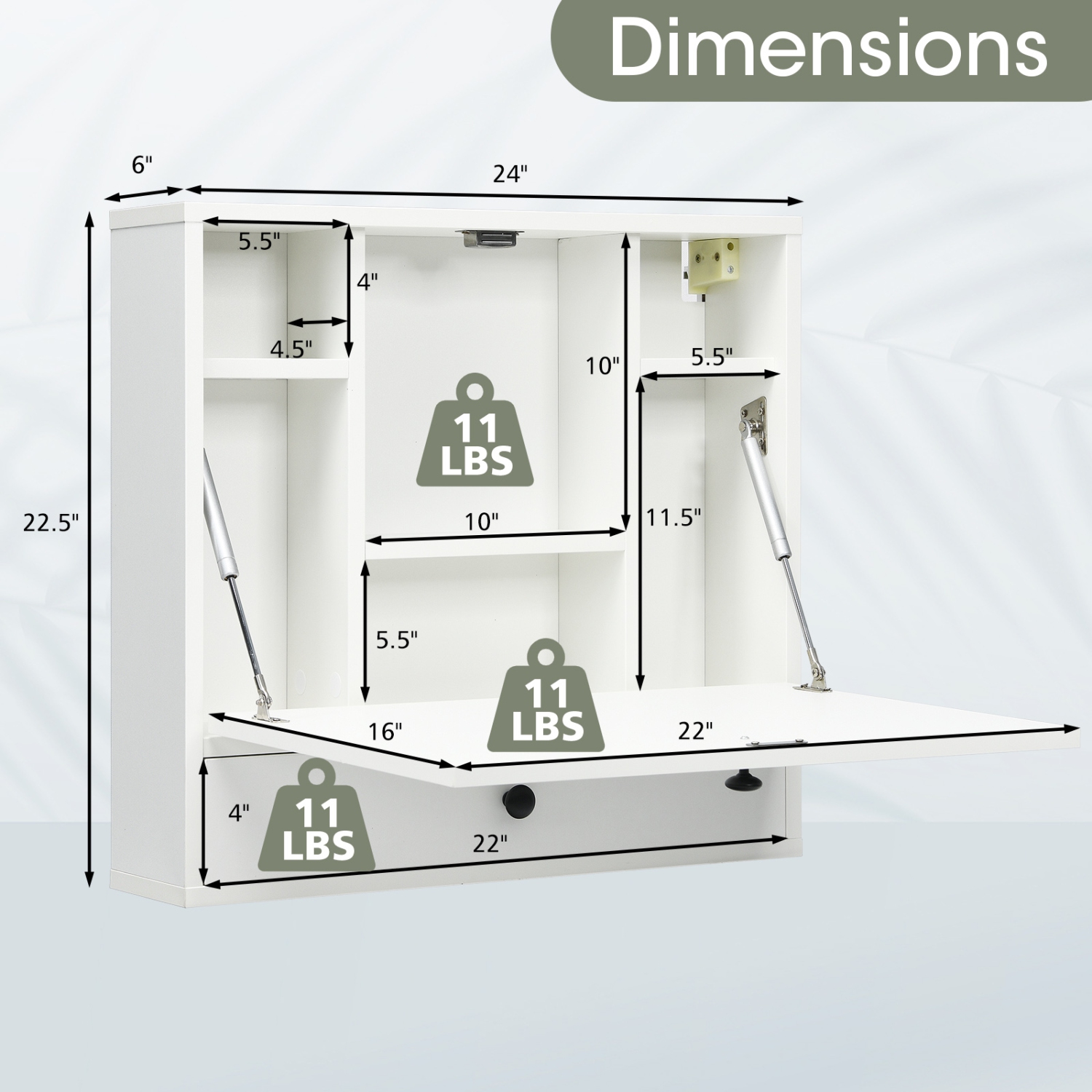 Wall-Mount Fold-able Desk, Space-Saving Laptop Workstation for Home Office