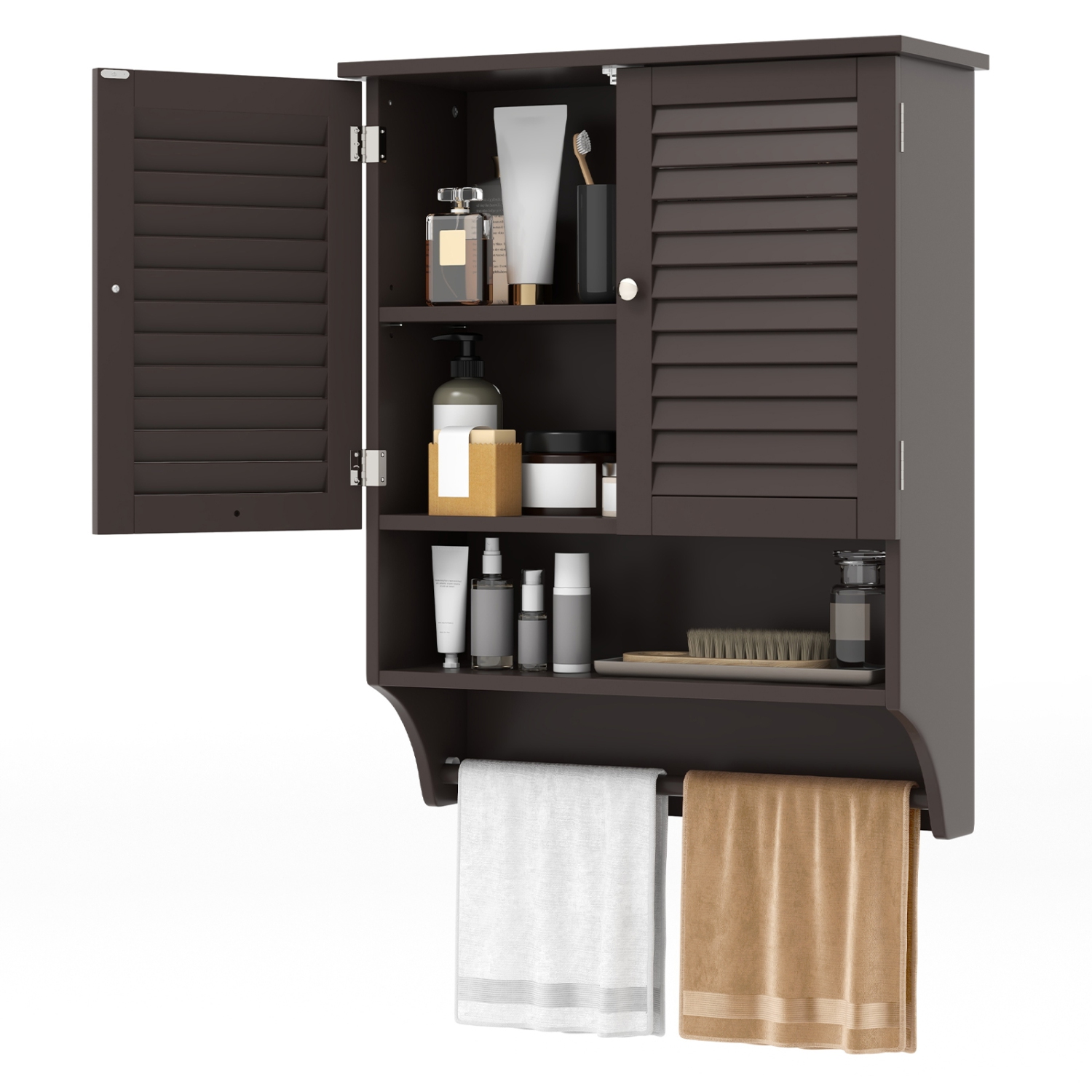 Armoire à pharmacie murale pour salle de bain avec 2 portes et porte-serviettes