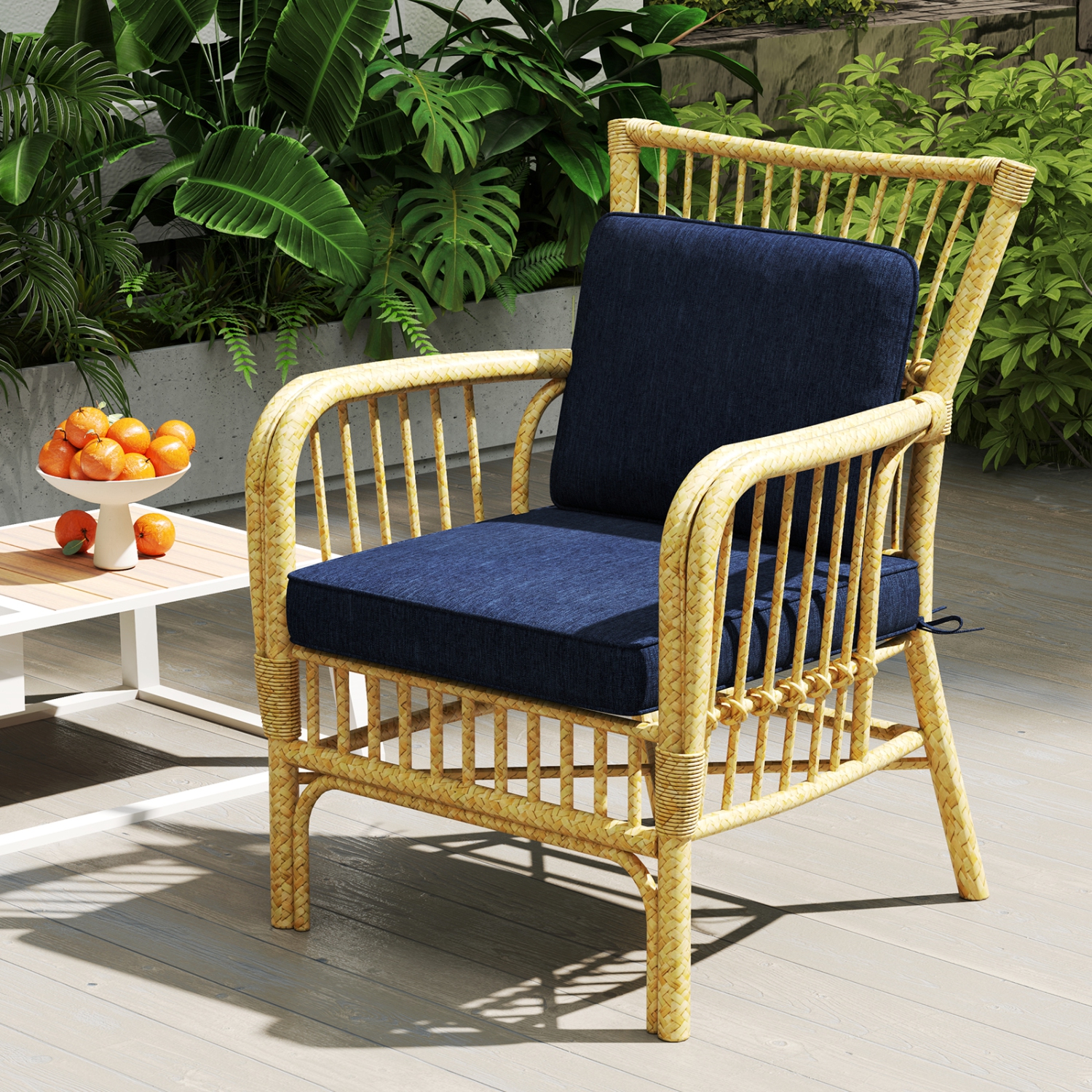 Ensemble de 4 coussins amovibles pour chaises de patio et bancs d'extérieur