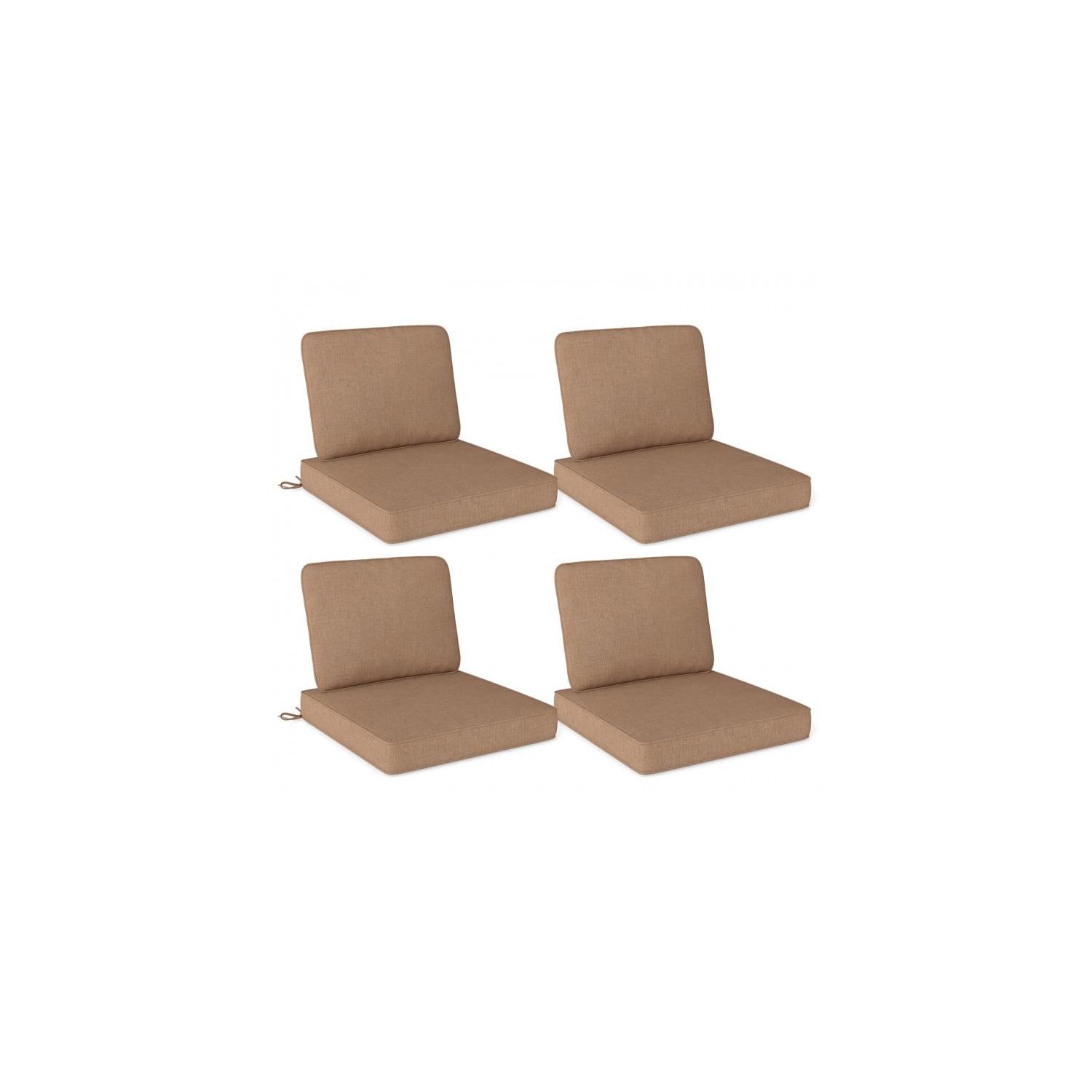 Ensemble de 4 coussins amovibles pour chaises de patio et bancs d'extérieur