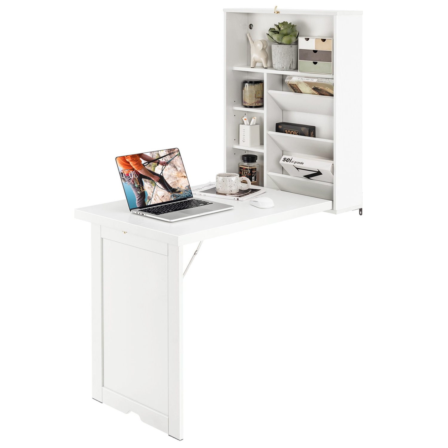 Bureau escamotable mural, poste de travail flottant convertible pour petits espaces