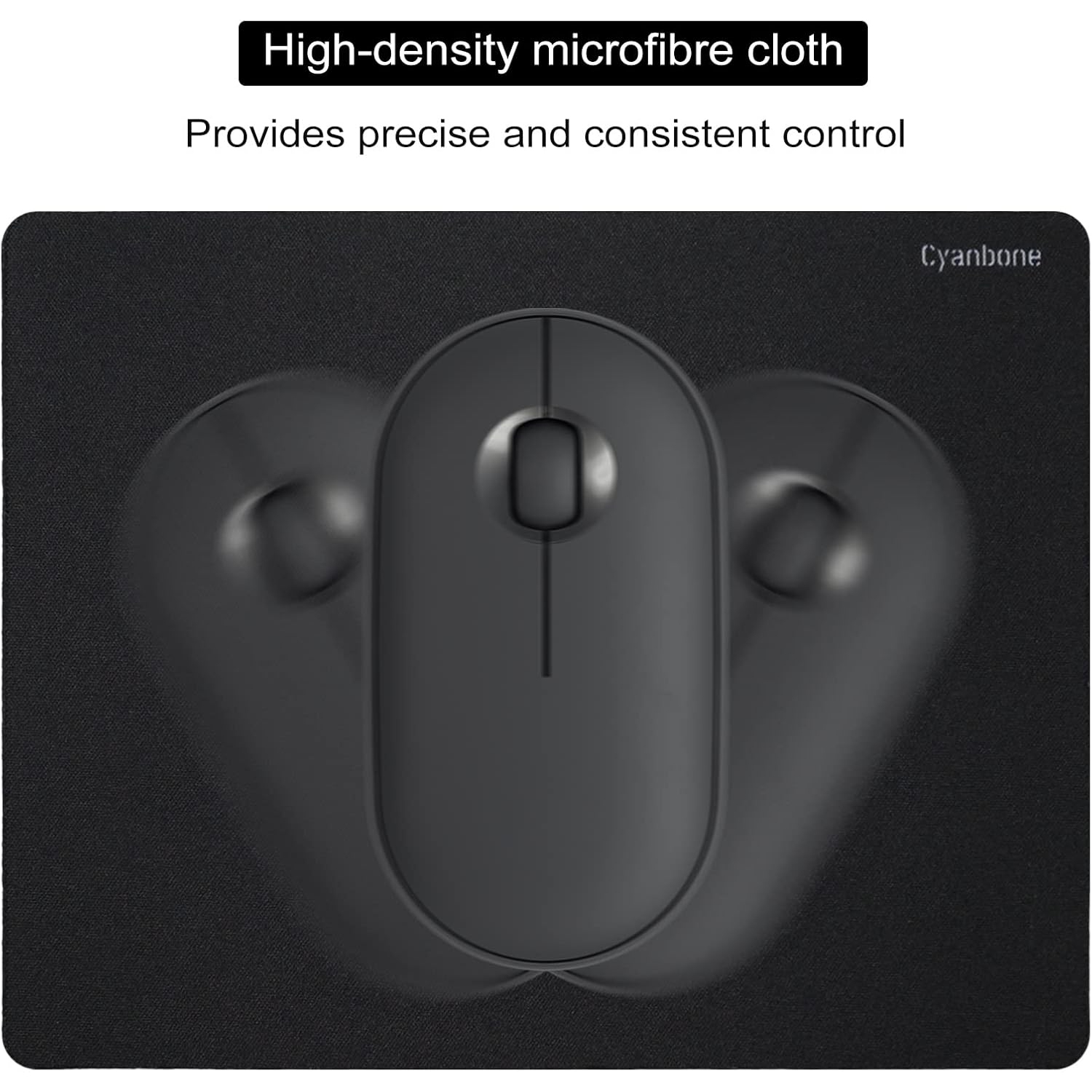 Mini Mouse Pad Small Size 2 Pack, C Portable Mouse Pad for Laptop Waterproof 5.5x7 in, Cute Travel Mousepad Black with Non Slip Rubber Base for