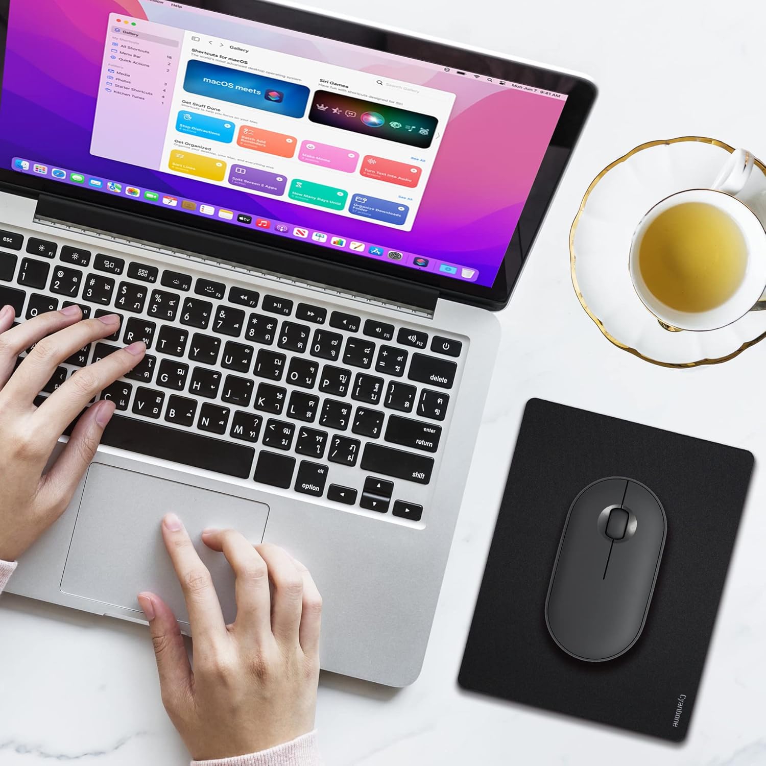 Mini Mouse Pad Small Size 2 Pack, C Portable Mouse Pad for Laptop Waterproof 5.5x7 in, Cute Travel Mousepad Black with Non Slip Rubber Base for