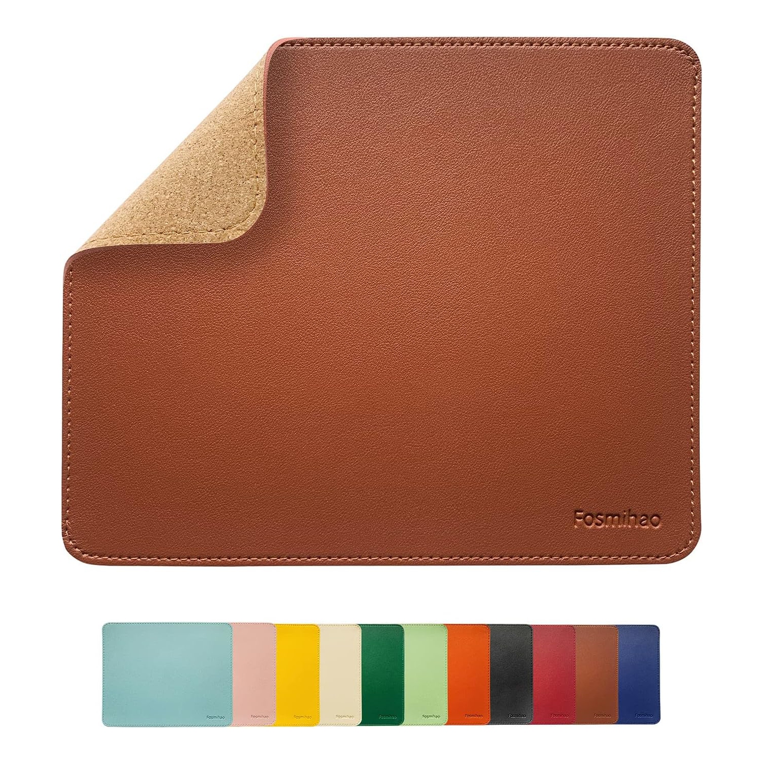 F Leather Mouse Pad - Wood Mouse Pad, Double Side Mouse Pad with Stitched Edge, Waterproof Ultra Thin Mouse Pad for Computers, Laptop, Office & Home,