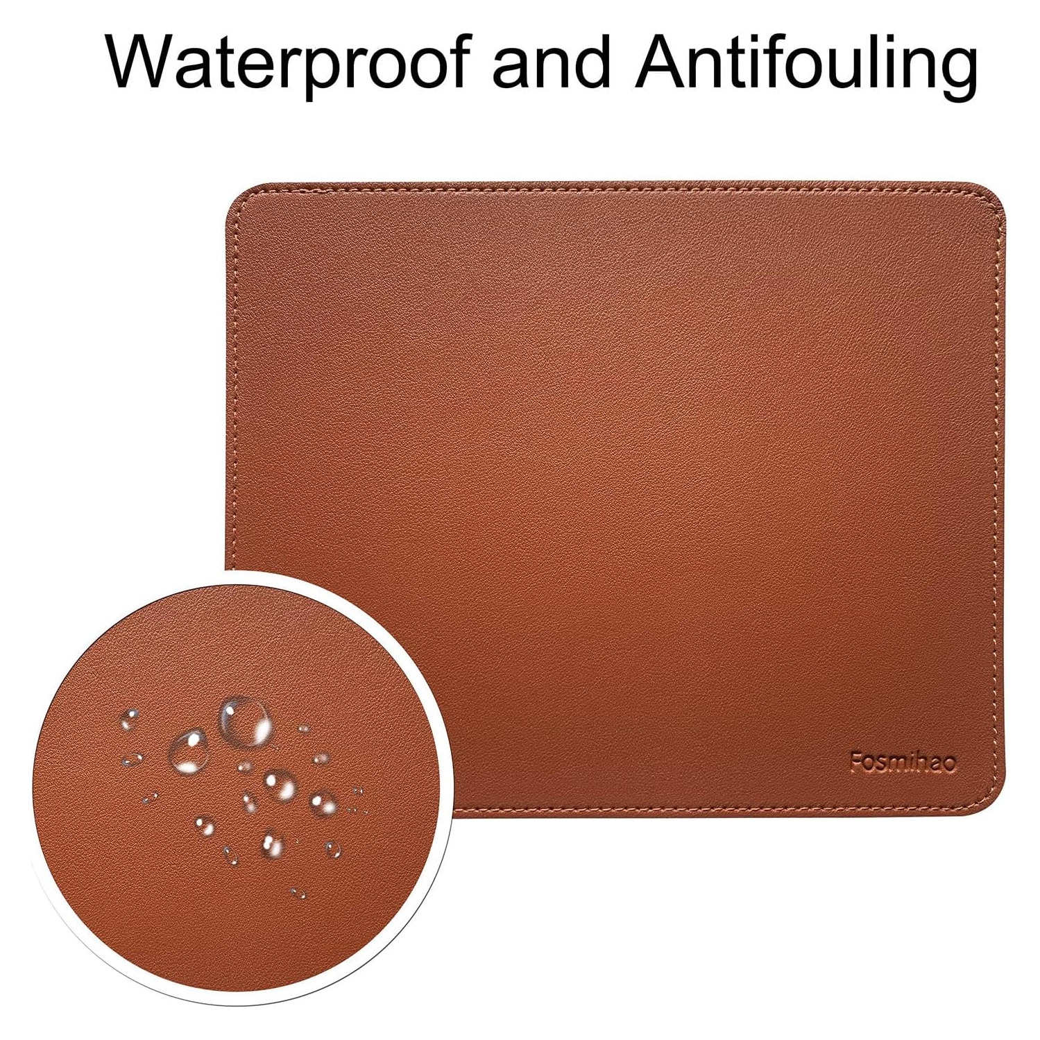 F Leather Mouse Pad - Wood Mouse Pad, Double Side Mouse Pad with Stitched Edge, Waterproof Ultra Thin Mouse Pad for Computers, Laptop, Office & Home,