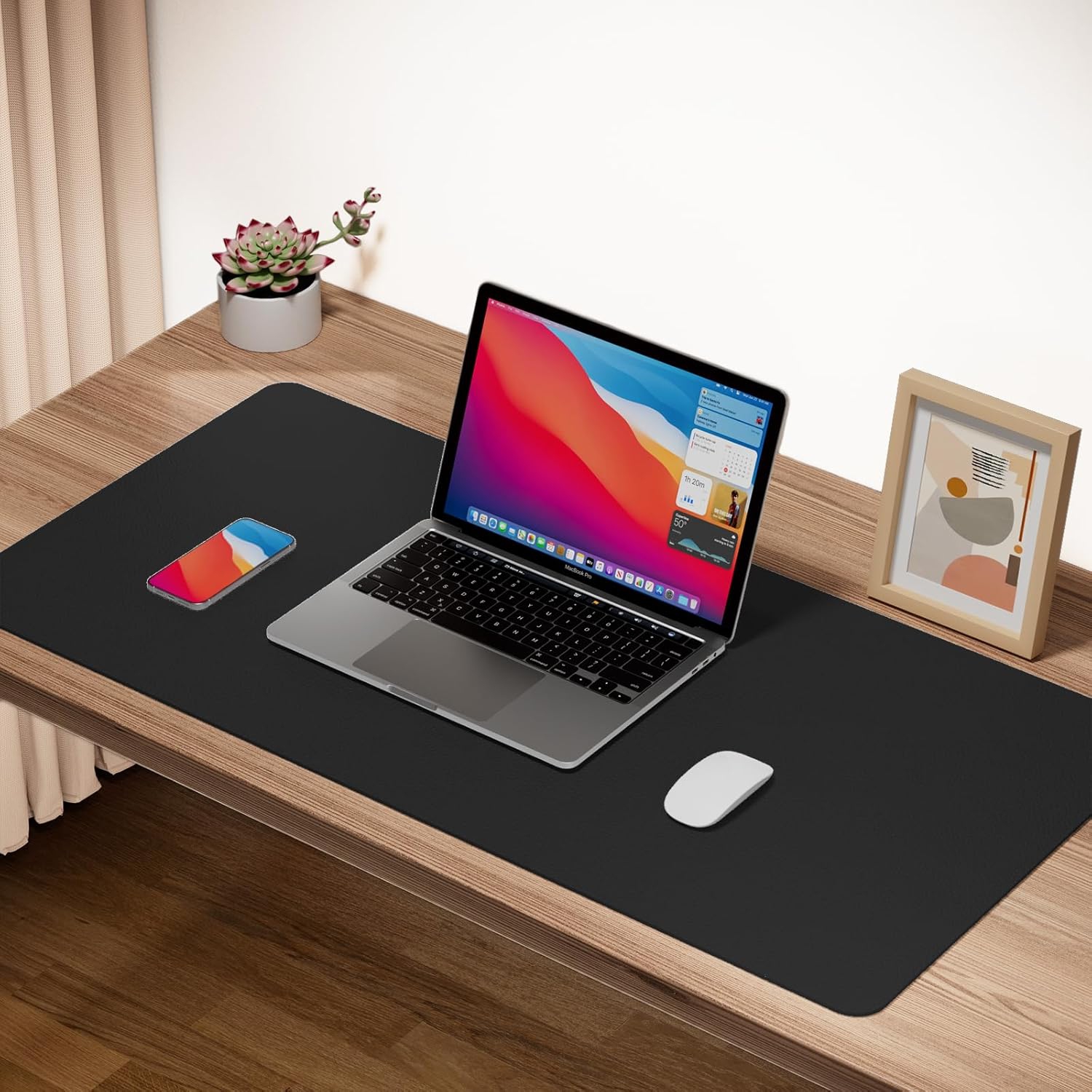B Leather Desk Pad Protector,Non-Slip Mouse Pad,Laptop Desk Pad,Office Mouse Mat,Waterproof Leather Desk Blotter,Desk Writing Pad for Office and Home