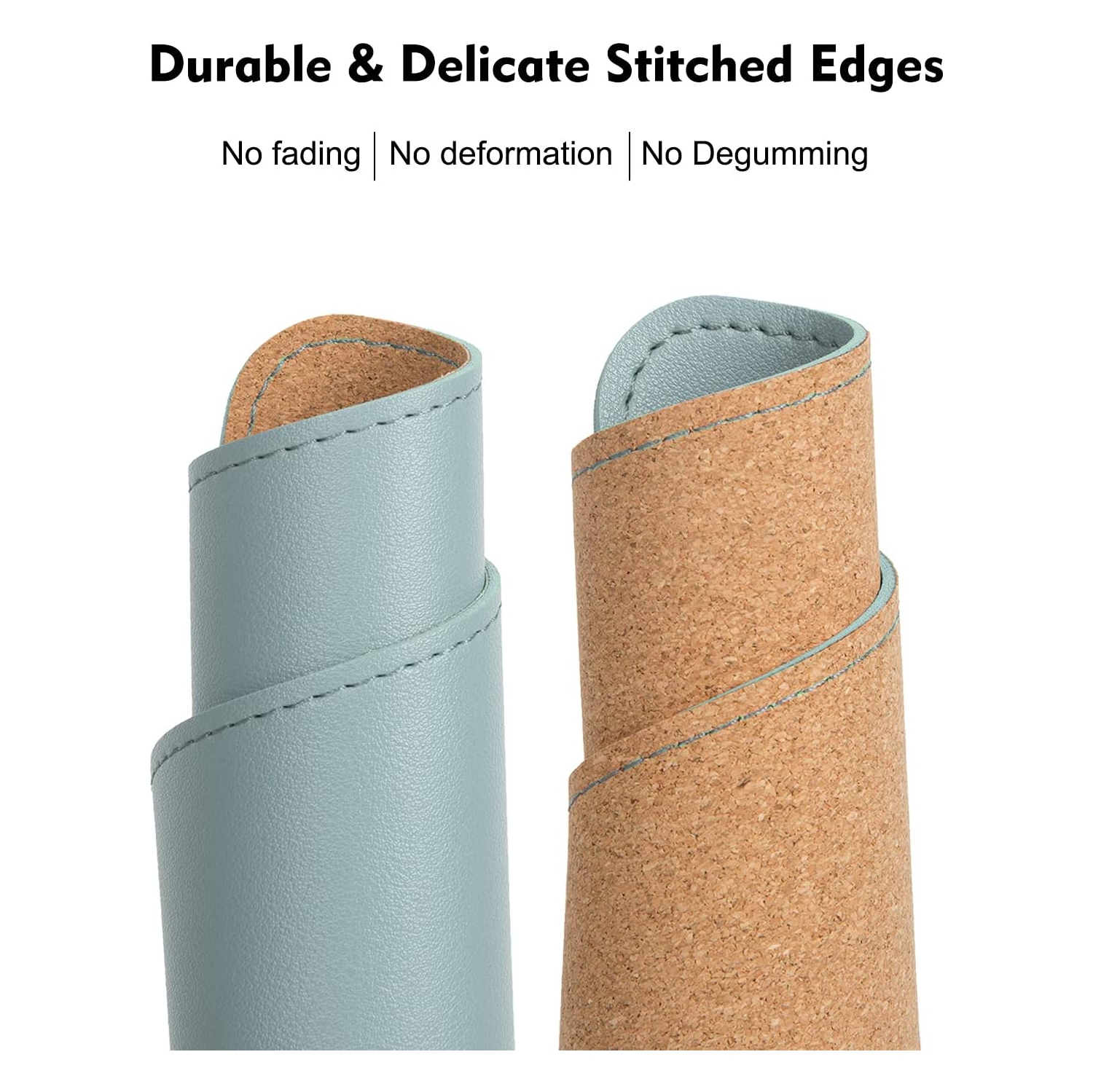 Leather Mouse Pad,Wood Mouse Pad,Double Side Mouse Pad,Stitched Edges,Equipped with Coaster Mouse Pads for Laptop,Office & Home,1