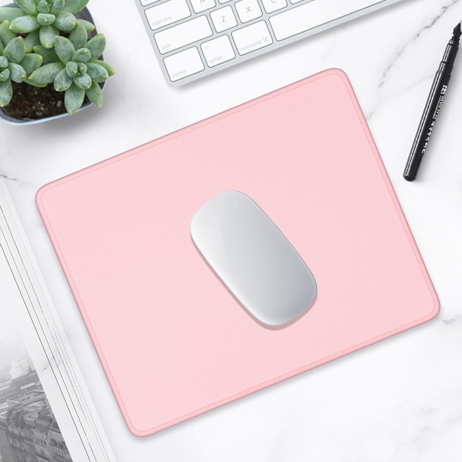 H Mouse Pad, Premium-Textured Square Mousepad 10.2 x 8.3 Inch, Stitched Edge Anti-Slip Waterproof Rubber Mouse Mat, Pretty Cute Mouse Pad for Office