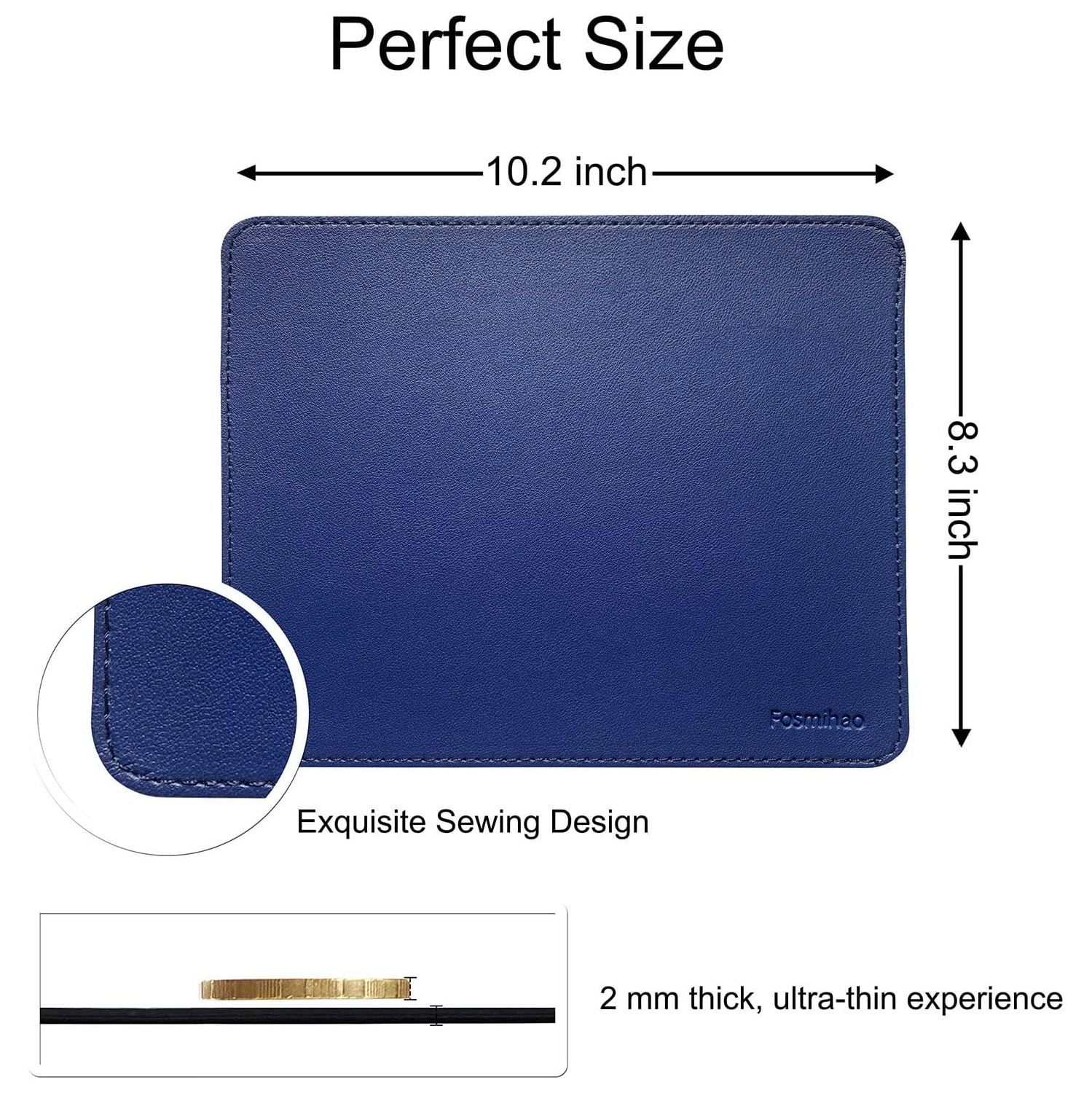 F Leather Mouse Pad - Wood Mouse Pad, Double Side Mouse Pad with Stitched Edge, Waterproof Ultra Thin Mouse Pad for Computers, Laptop, Office & Home,