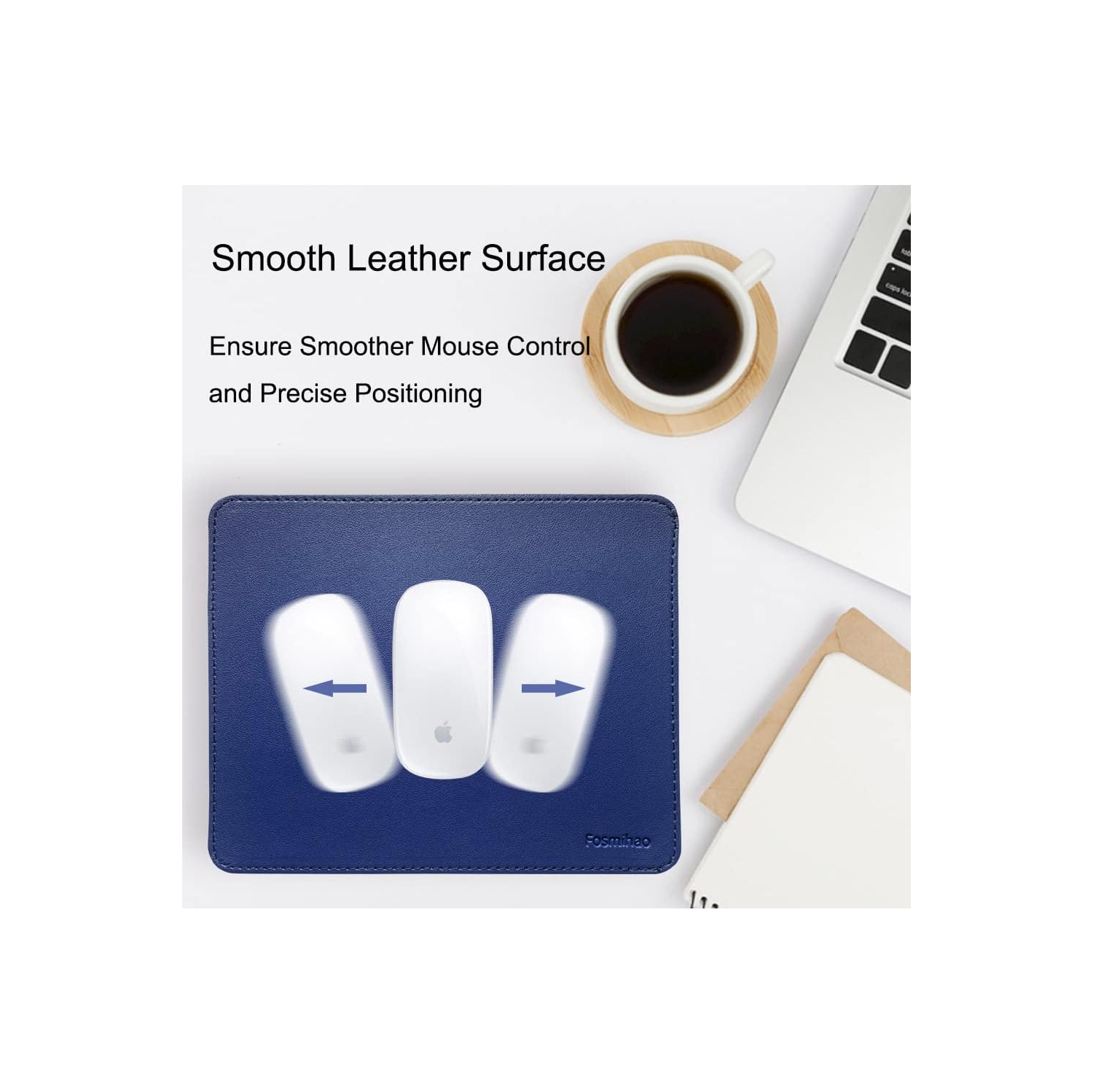 F Leather Mouse Pad - Wood Mouse Pad, Double Side Mouse Pad with Stitched Edge, Waterproof Ultra Thin Mouse Pad for Computers, Laptop, Office & Home,