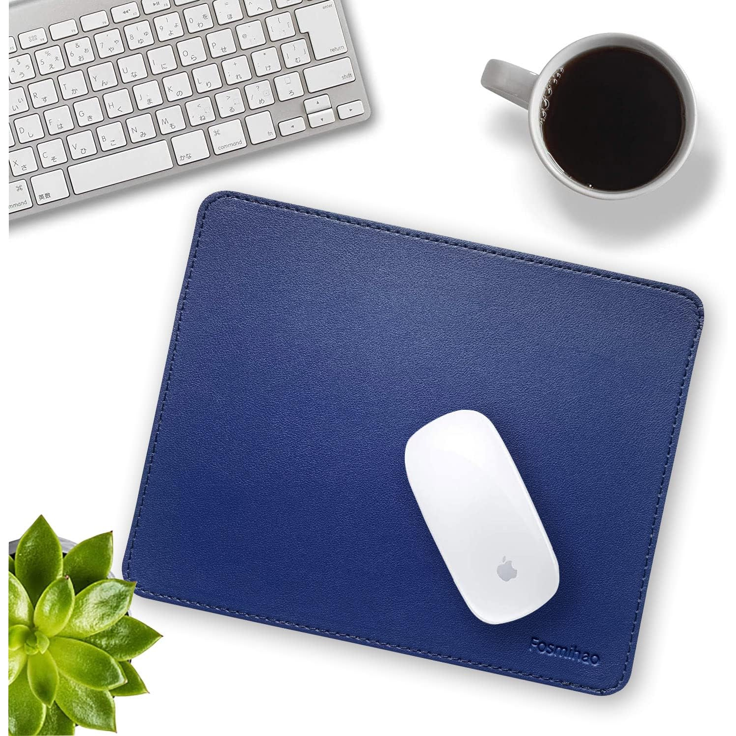 F Leather Mouse Pad - Wood Mouse Pad, Double Side Mouse Pad with Stitched Edge, Waterproof Ultra Thin Mouse Pad for Computers, Laptop, Office & Home,