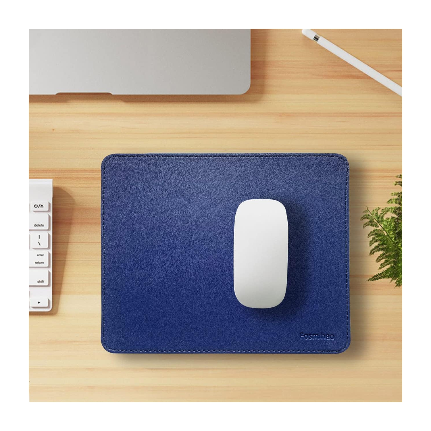 F Leather Mouse Pad - Wood Mouse Pad, Double Side Mouse Pad with Stitched Edge, Waterproof Ultra Thin Mouse Pad for Computers, Laptop, Office & Home,