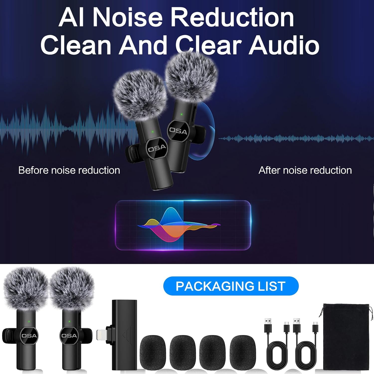 Micro-cravate sans fil miniature microphone mobile pour enregistrement vidéo iPhone, microphone sans fil pour entrevue, pour iPhone, microphone