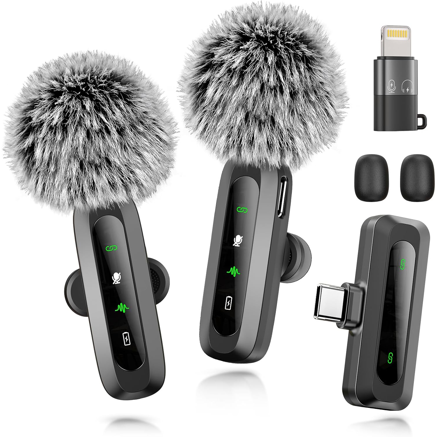 USB C Wireless Lavalier Microphone for iPhone 15-16 /Android Phone, Mini Microphone for Video Recording, Clip on Lapel Mics for YouTube, Tiktok,