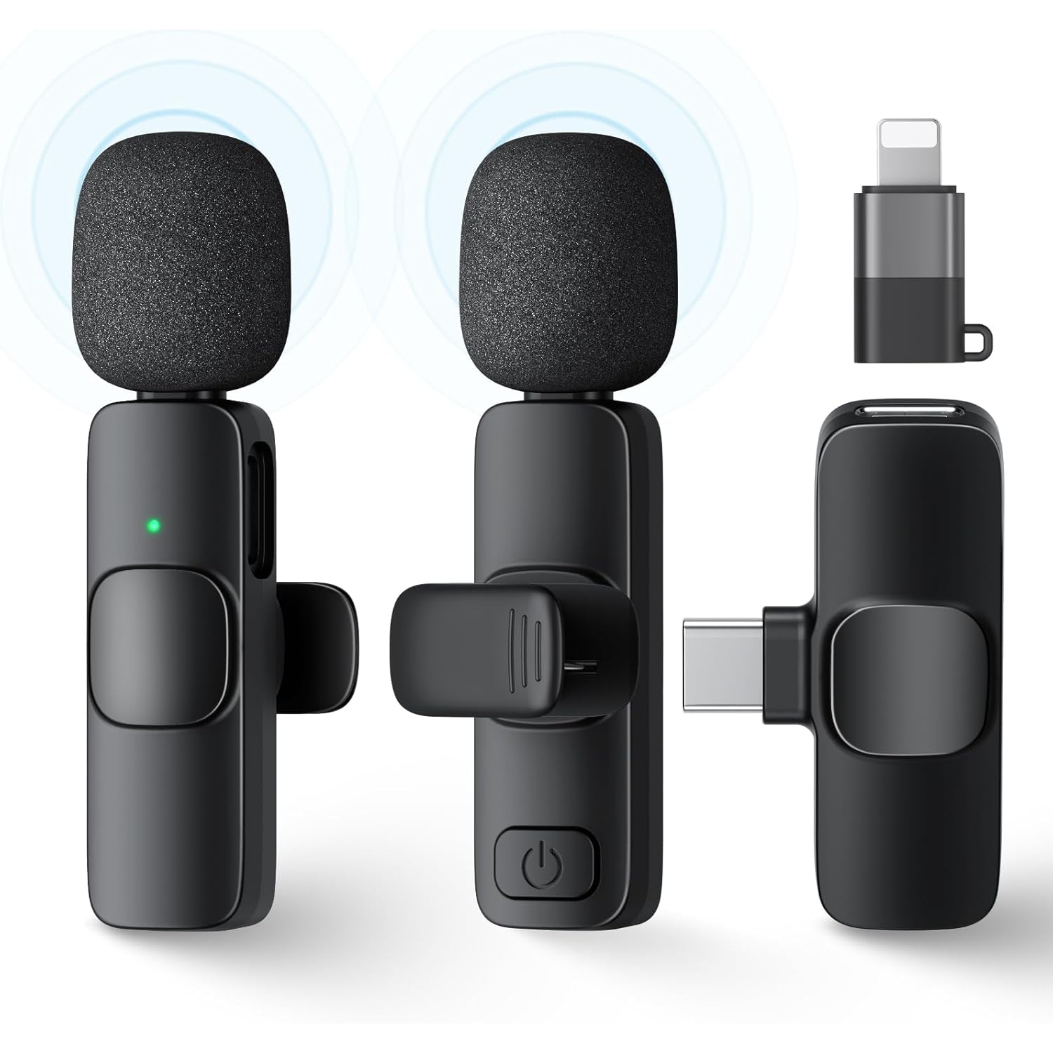 Paquet de 2 micro-cravate sans fil pour iPhone, iPad, téléphone Android, mini microphone prêt à l'emploi micro sans fil, micro-cravate à pince pour