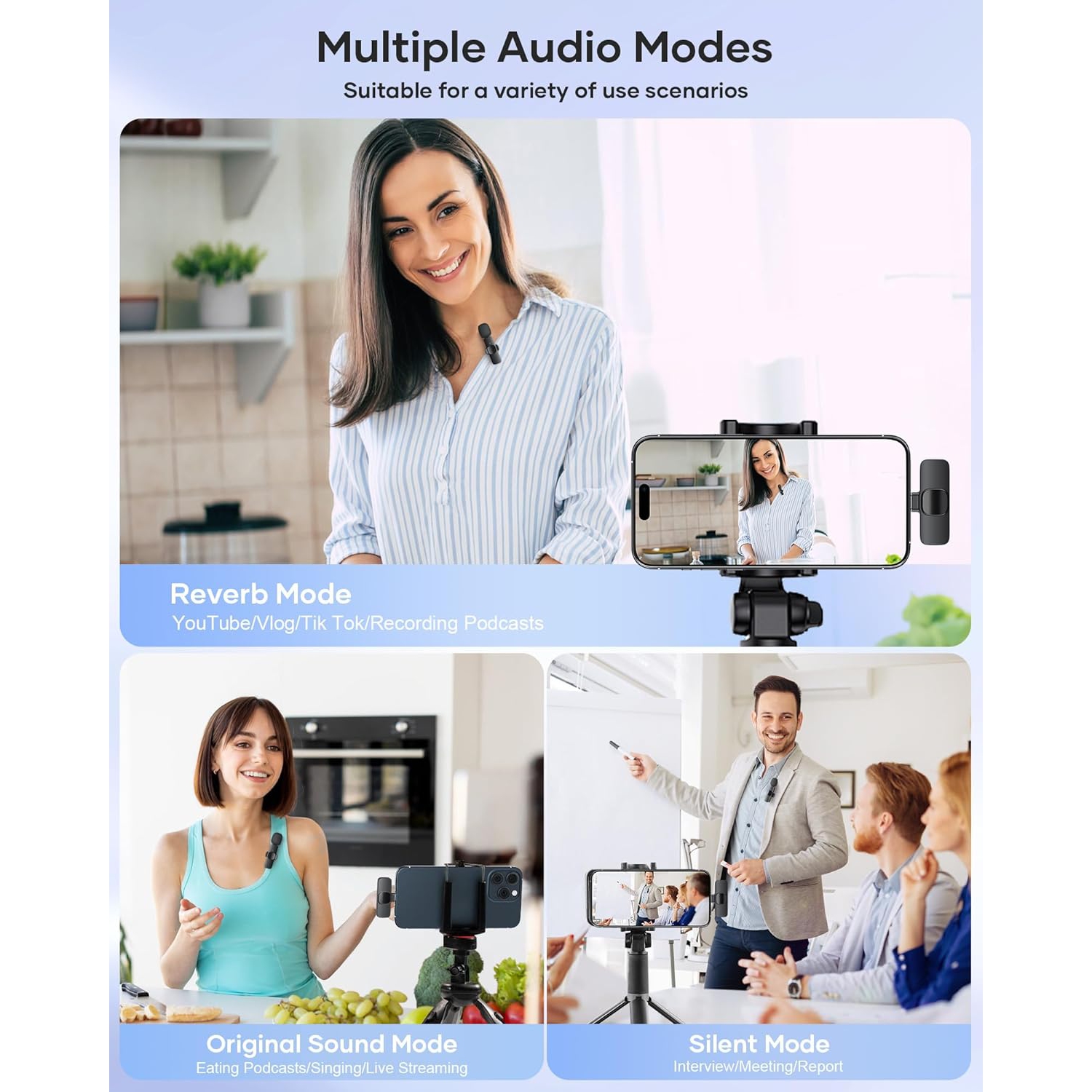 Paquet de 2 micro-cravate sans fil pour iPhone, iPad, téléphone Android, mini microphone prêt à l'emploi micro sans fil, micro-cravate à pince pour