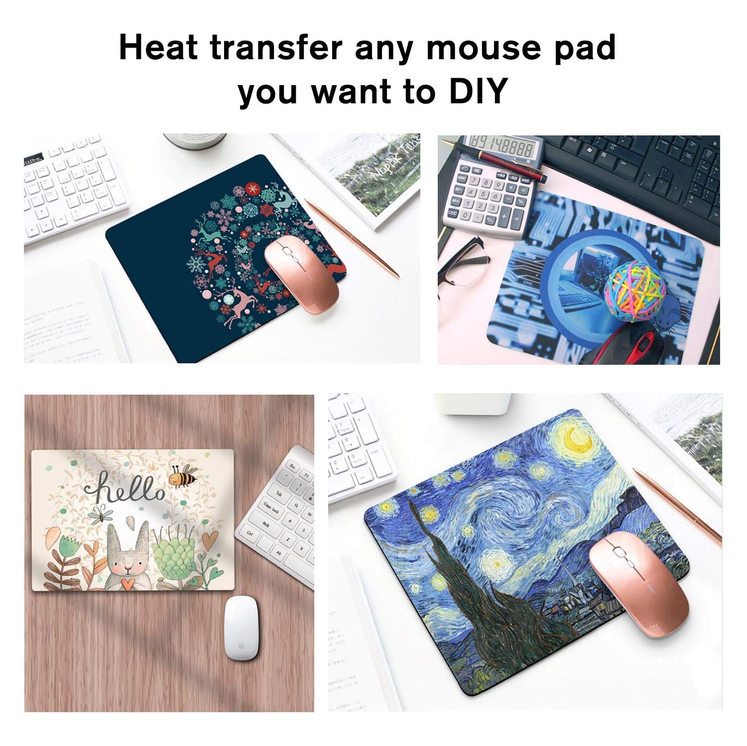A Sublimation Mouse Pad Blank Rectangular Blanks 12 pcs for Sublimation Transfer Heat Press Printing Crafts 24x20x0.2cm White