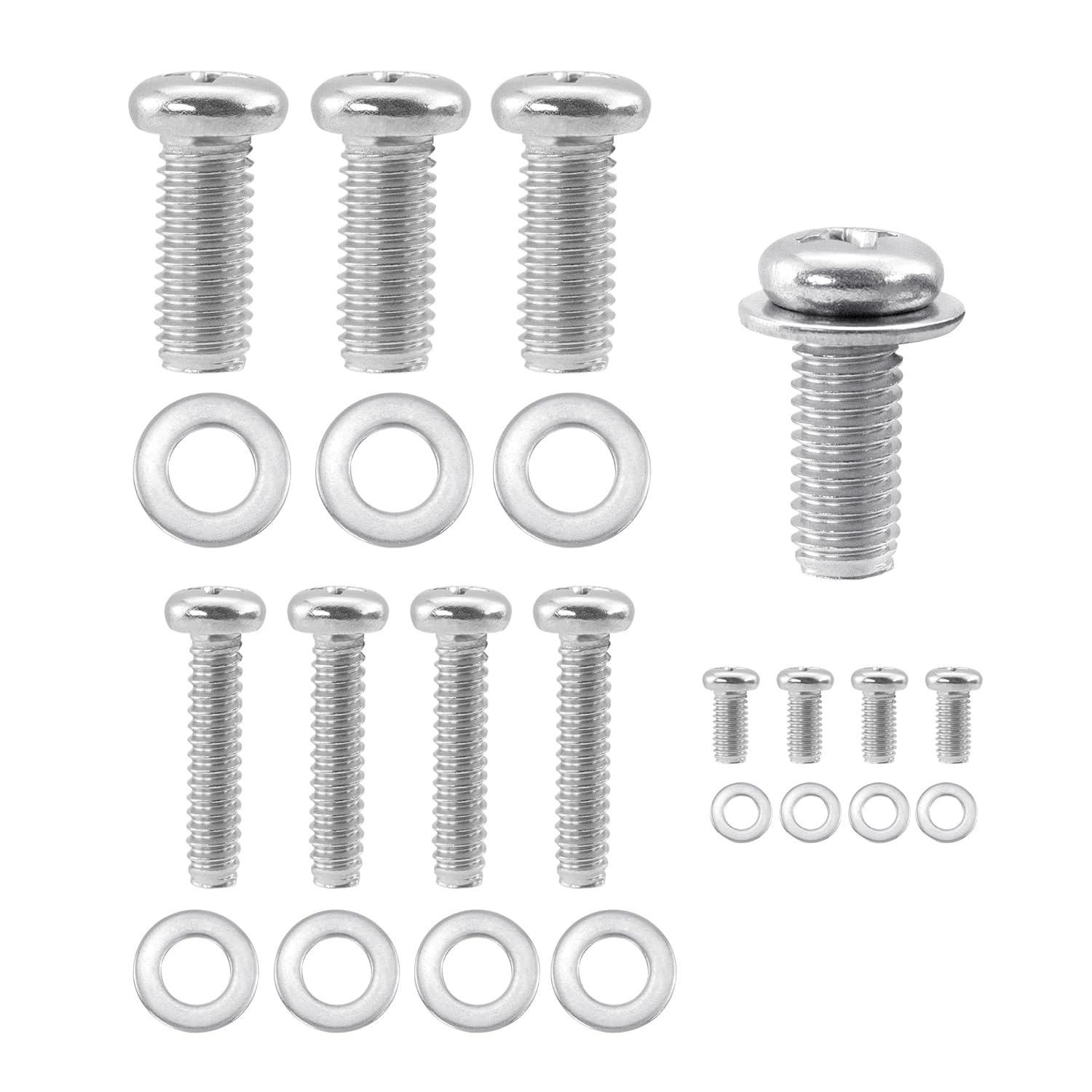 Qancekoo Universal TV Mounting Hardware Kit 24 PCS M4 M6 M8 Stainless Steel Screws Washers