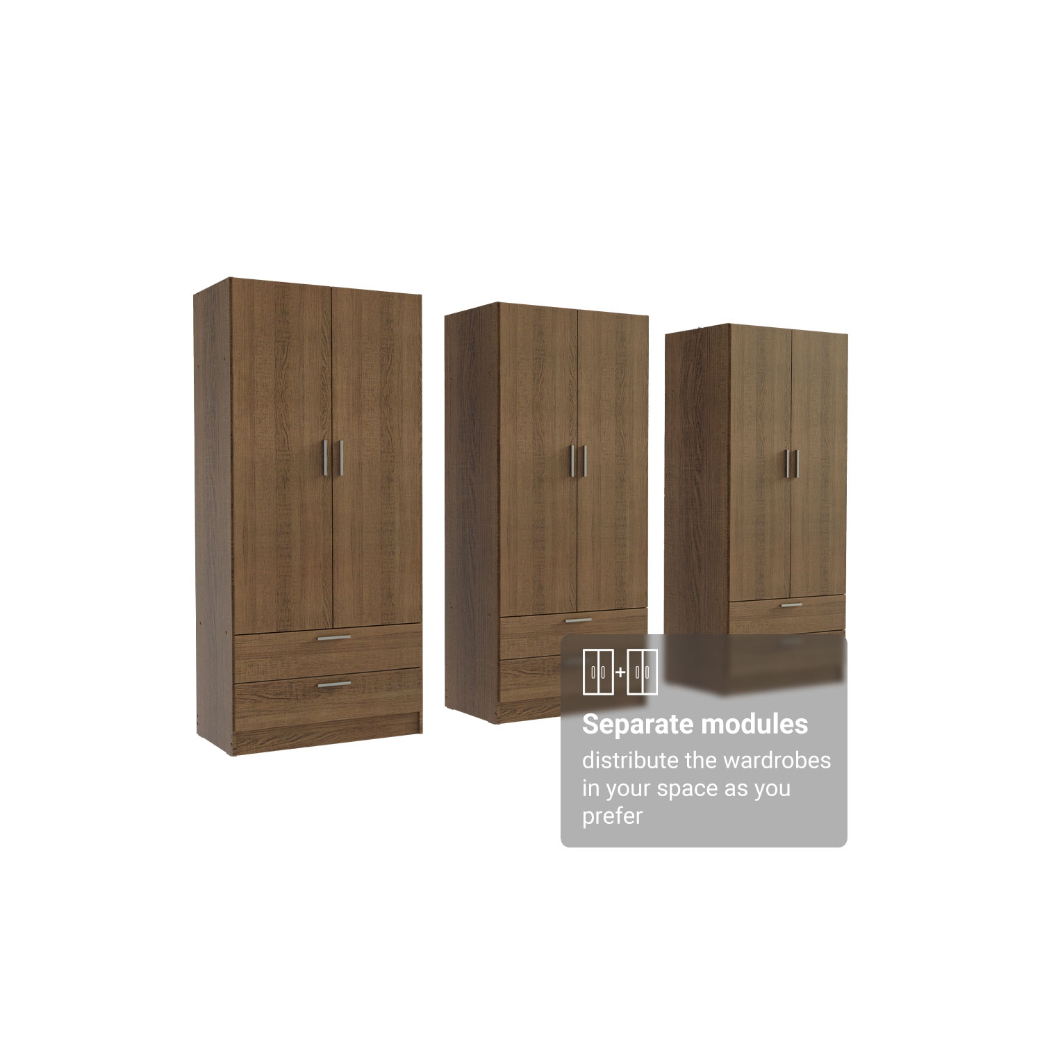 Armoire de rangement Madesa, 6 portes, 6 tiroirs, tablettes et espace suspendu Armoire de rangement en bois de 94&nbsp;po pour chambre et bureau -