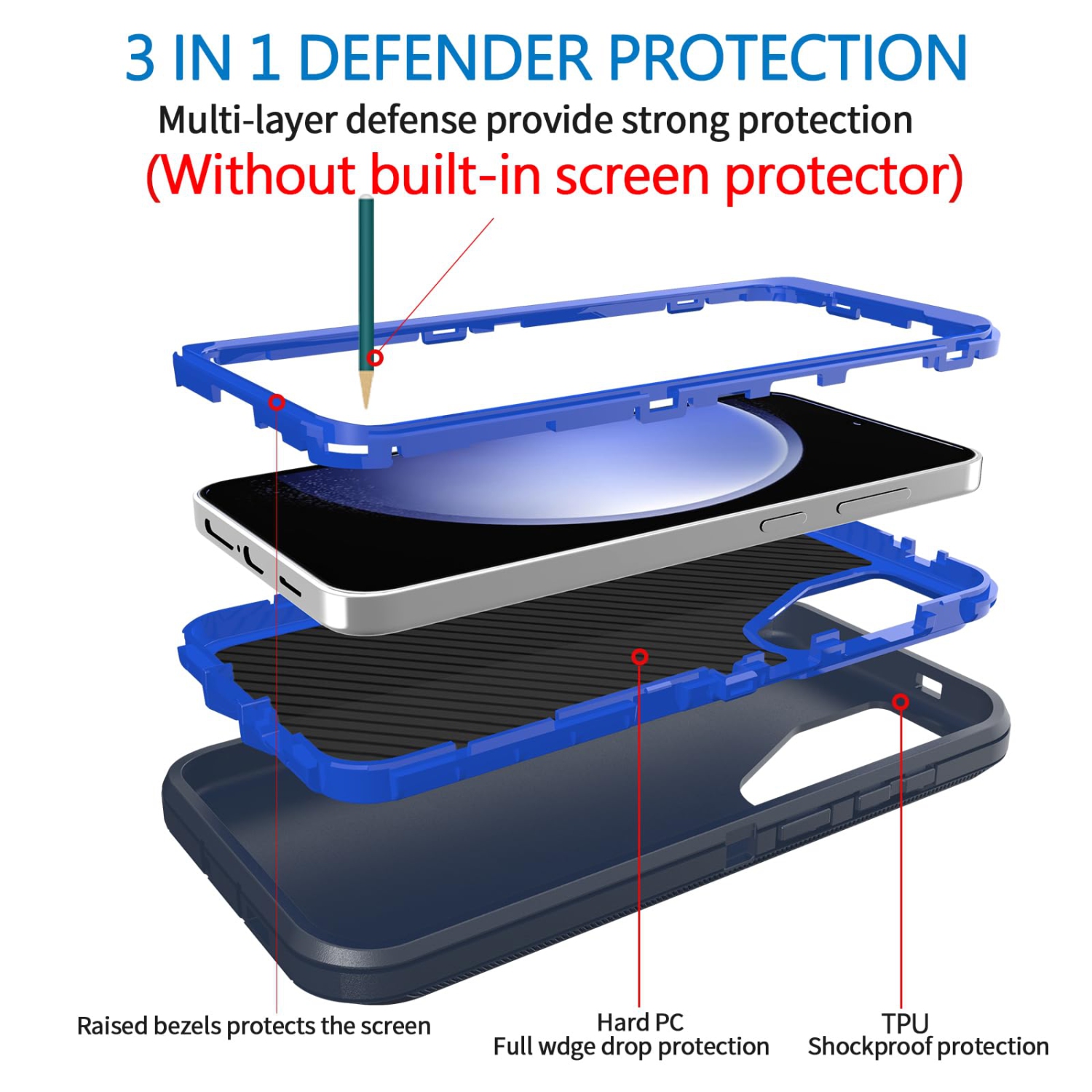 Defender – Étui pour Samsung Galaxy S25 5G, robuste antichoc, hermétique à la poussière, 3-en-1, protecteur protecteur robuste pour Galaxy S25 5G