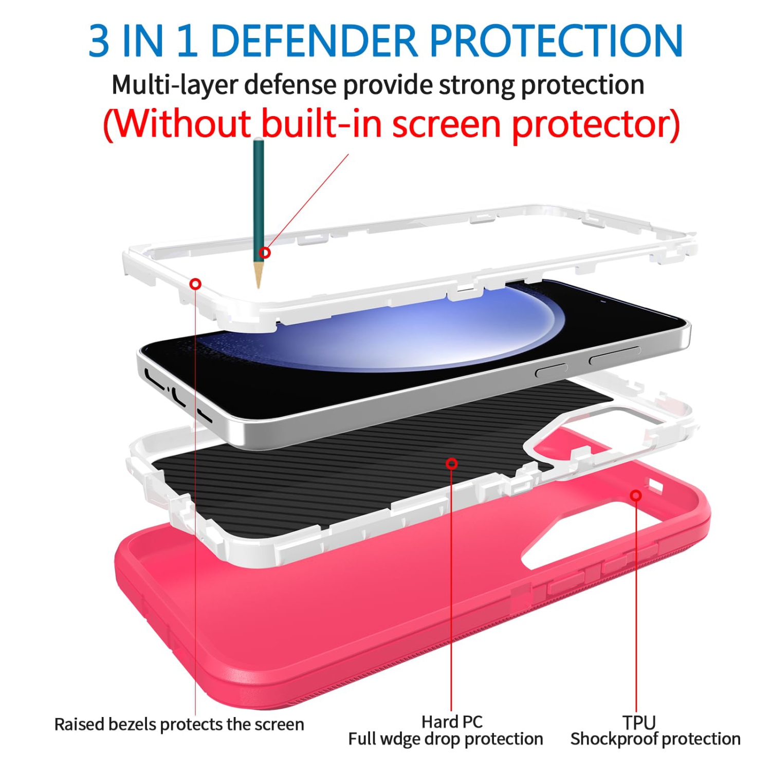 Étui Defender pour Samsung Galaxy S25 5G, robuste antichoc, hermétique à la poussière 3-en-1, protecteur protecteur robuste pour Galaxy S25 5G