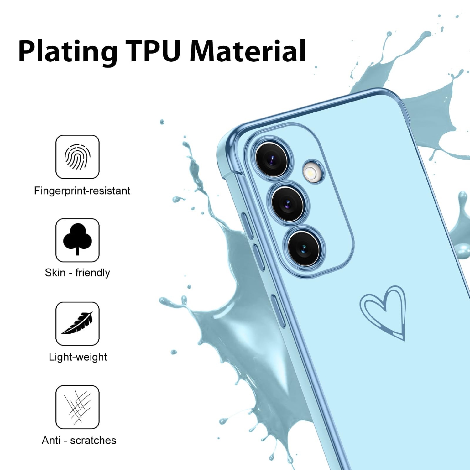 Étui pour Samsung Galaxy S25 Étui plaqué à motif coeur mignon pour femmes filles TPU souple avec appareil photo et 4 coins étui antichoc mince pour