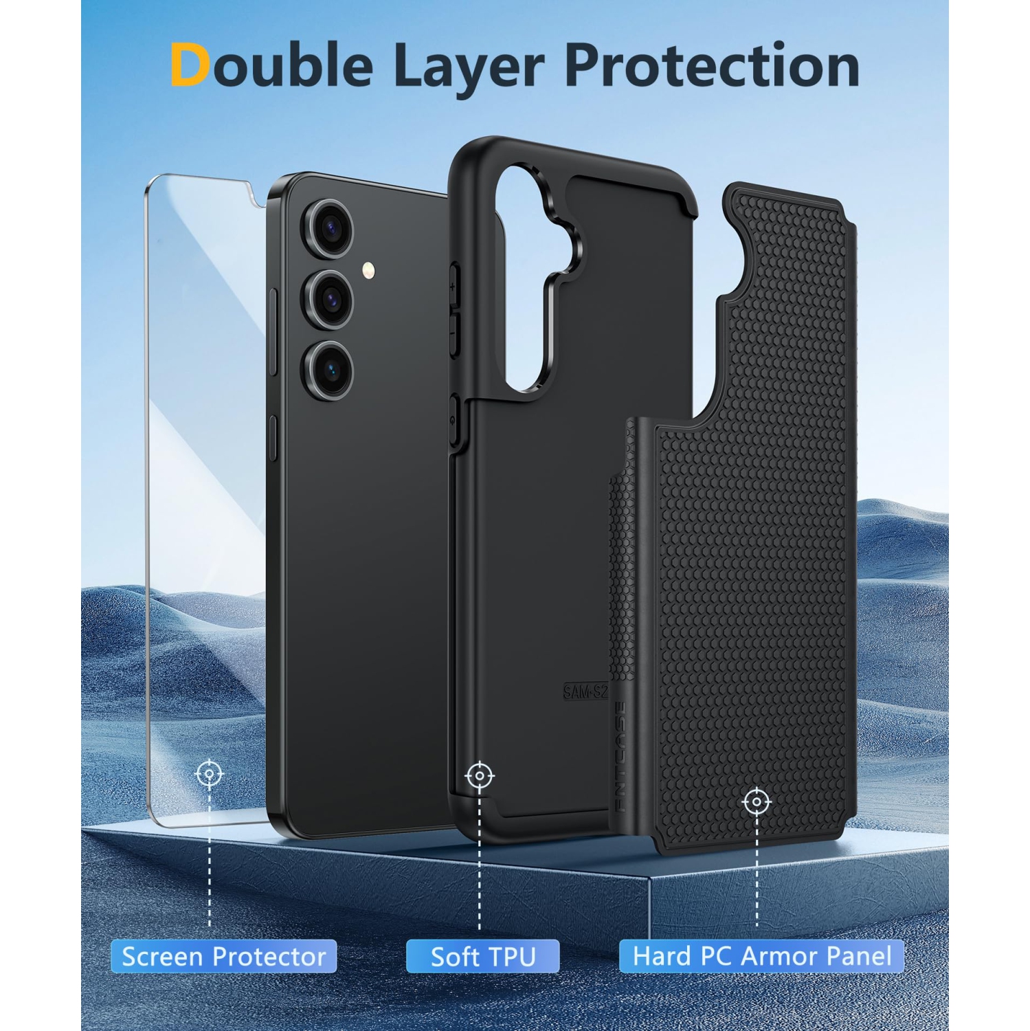 Samsung Galaxy S25 Case: Dual Layer Heavy Duty Cell Phone Protective Cover Shockproof Rugged with Non-Slip Textured - Military Drop Protection Bumper