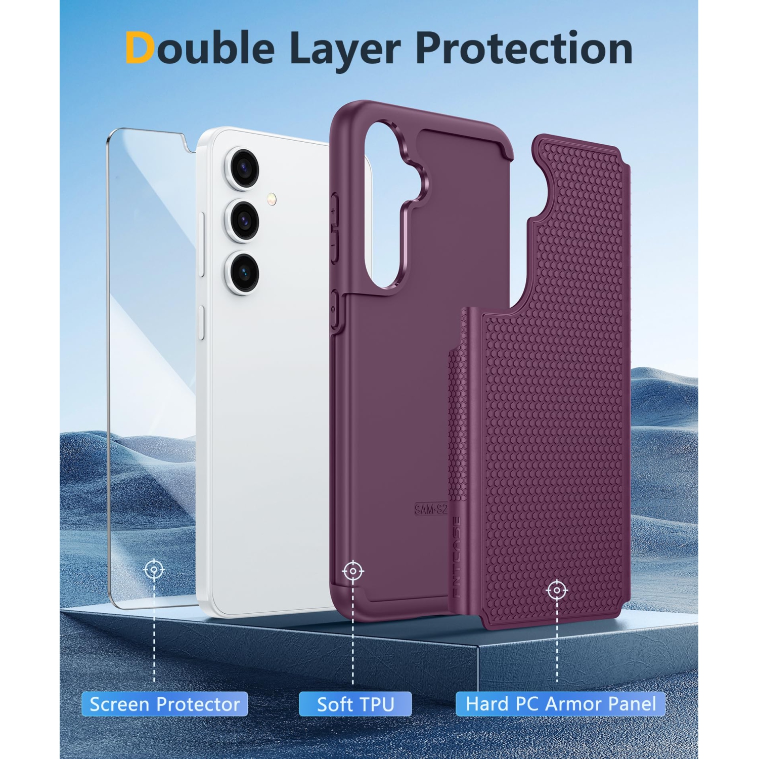 Samsung Galaxy S25 Case: Dual Layer Heavy Duty Phone Protective Cover Shockproof Rugged with Non-Slip Textured - Military Drop Protection Bumper