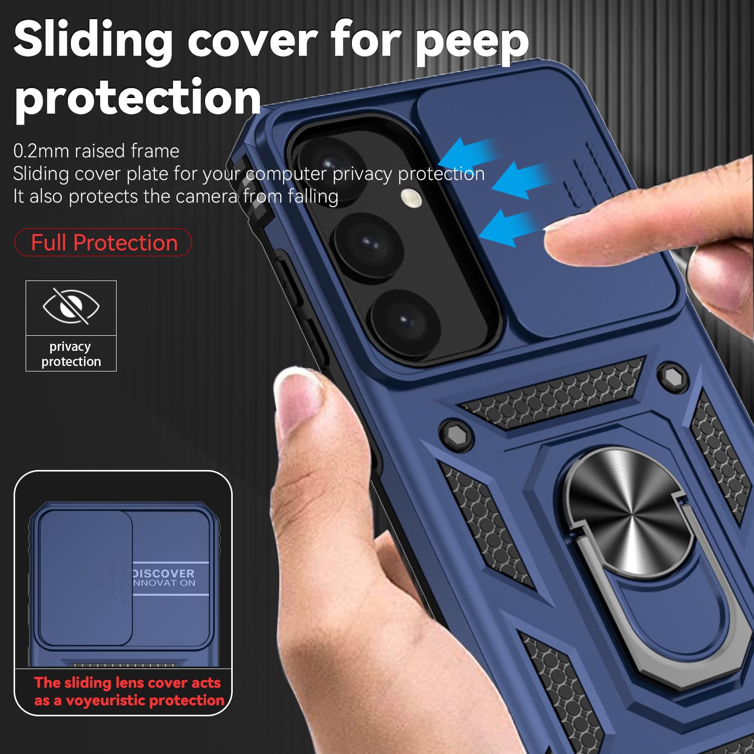 Pour étui S24 pour Galaxy S25 de Samsung - Comprend 2 pellicules protectrices trempées avec protection de caméra à fenêtre coulissante et support de