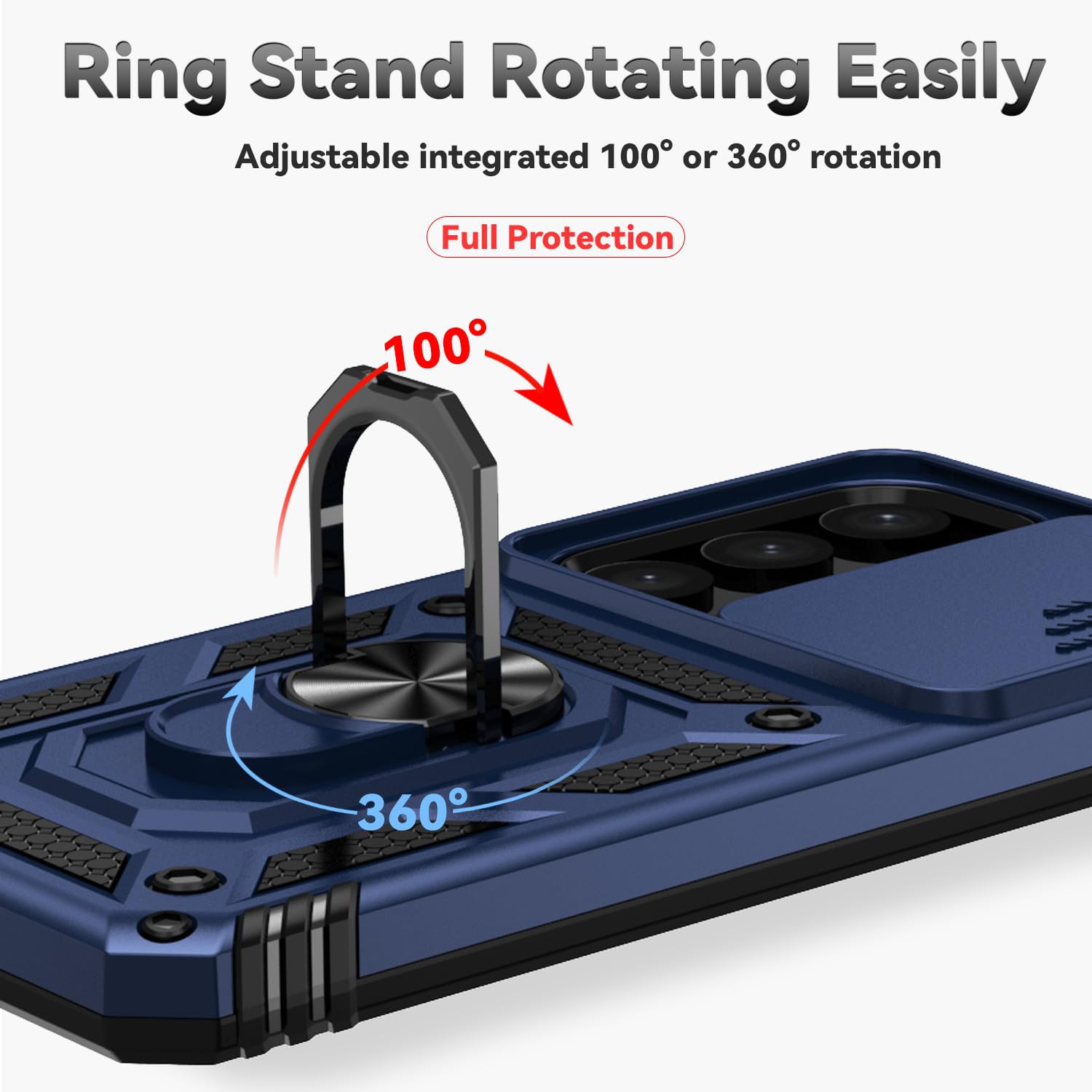 Pour étui S24 pour Galaxy S25 de Samsung - Comprend 2 pellicules protectrices trempées avec protection de caméra à fenêtre coulissante et support de
