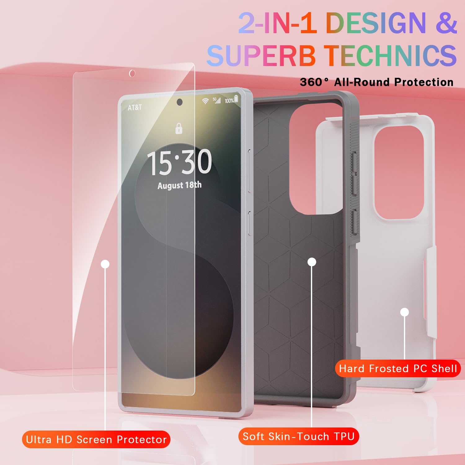 Pour Samsung Galaxy S25 Ultra, avec 1 protecteurs d'écran en verre trempé, robuste boîtier intégral antichoc et résistant aux chutes à 360°, TPUR