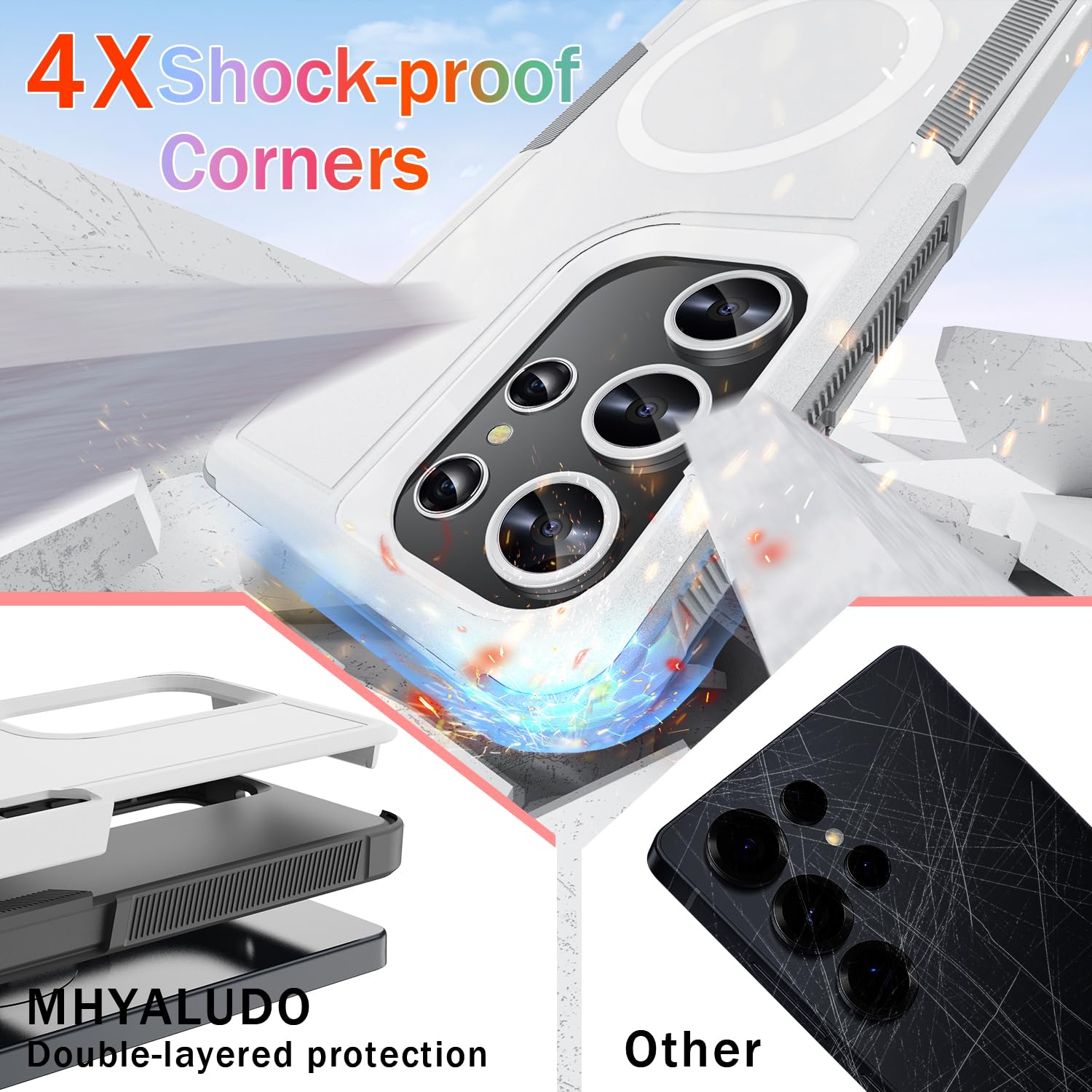 Pour Samsung Galaxy S25 Ultra, avec 1 protecteurs d'écran en verre trempé, robuste boîtier intégral antichoc et résistant aux chutes à 360°, TPUR