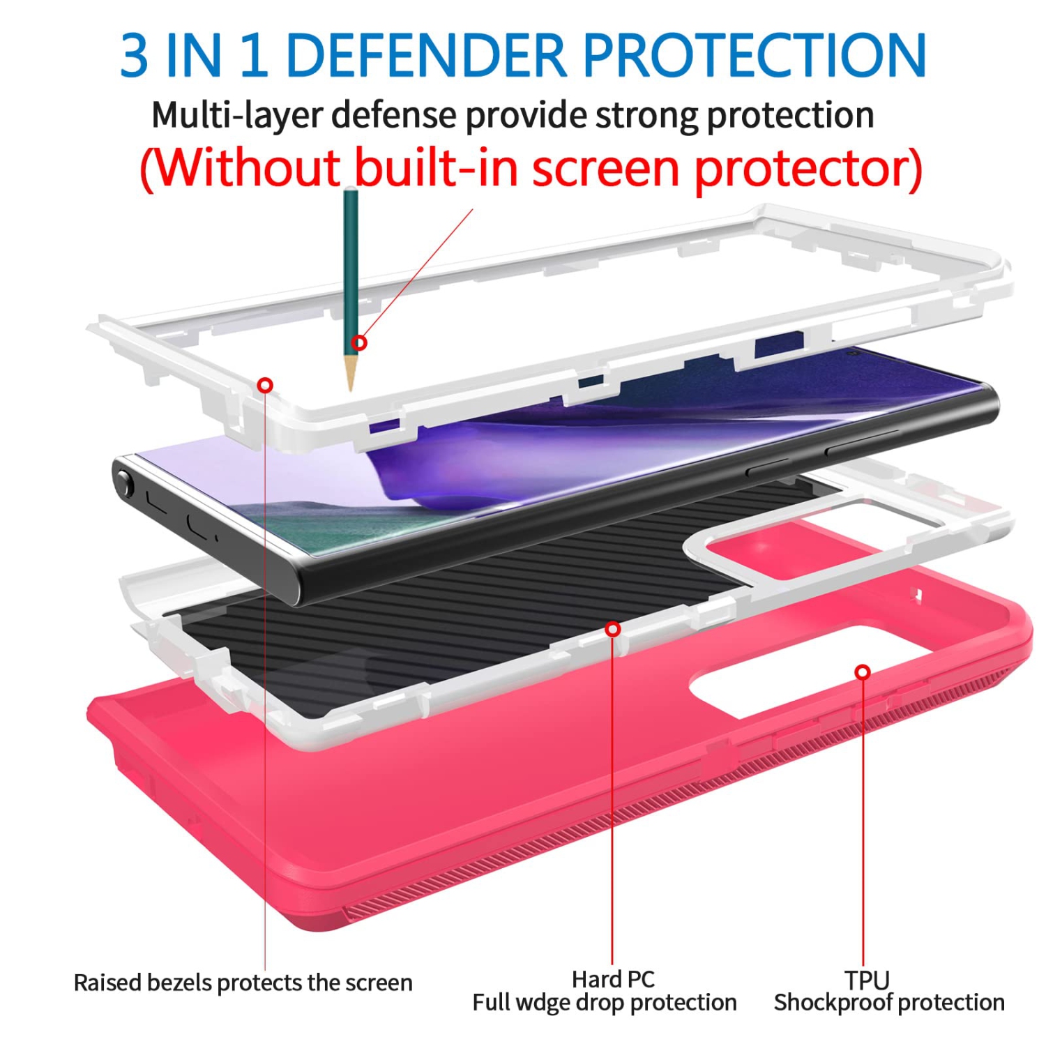 Defender – Étui pour Samsung Galaxy S25 Ultra 5G, robuste, antichoc, poussière, protection 3-en-1, protection antichoc, protection pour téléphone