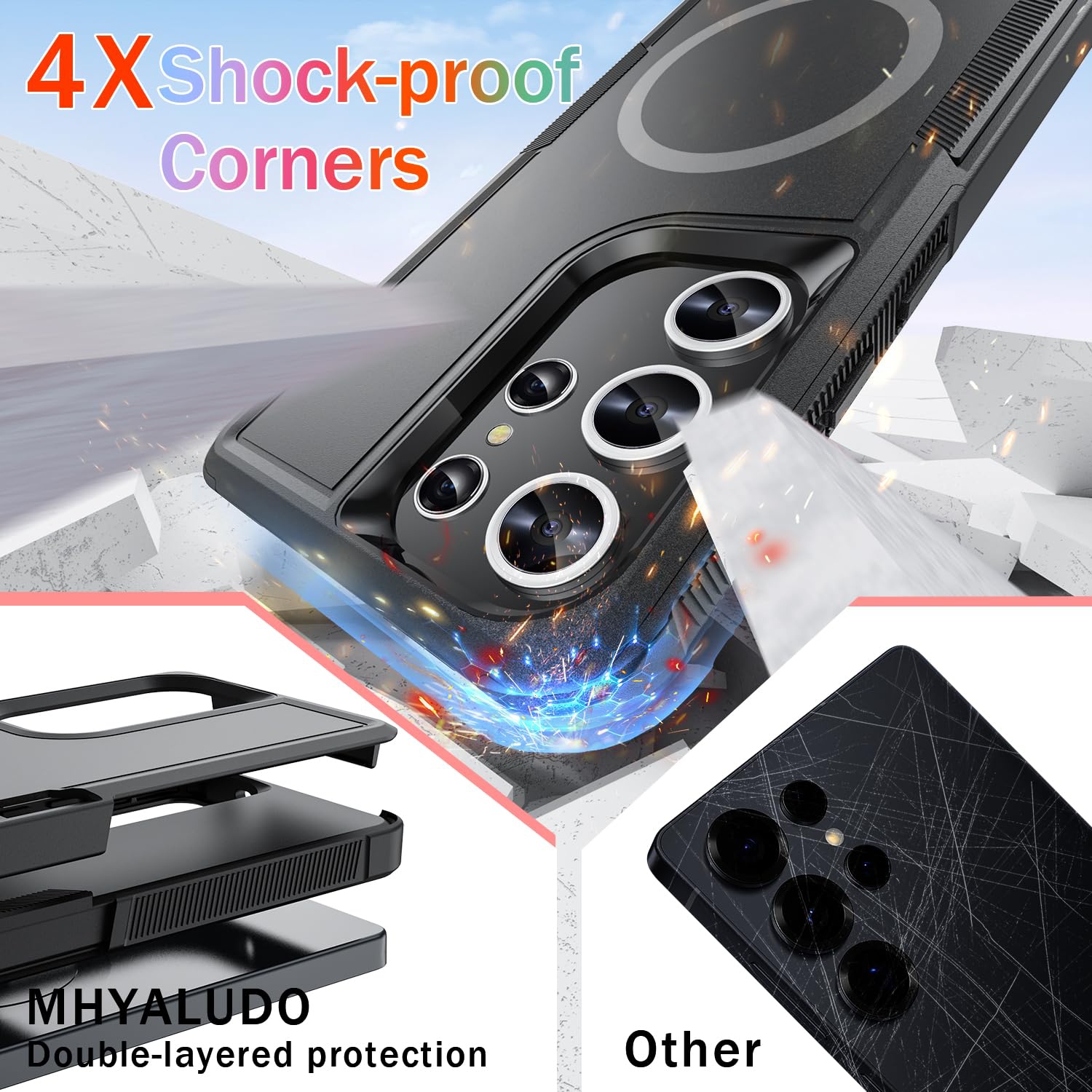 Pour Samsung Galaxy S25 Ultra, avec 1 protecteurs d'écran en verre trempé, robuste boîtier intégral antichoc et résistant aux chutes à 360°, TPUR