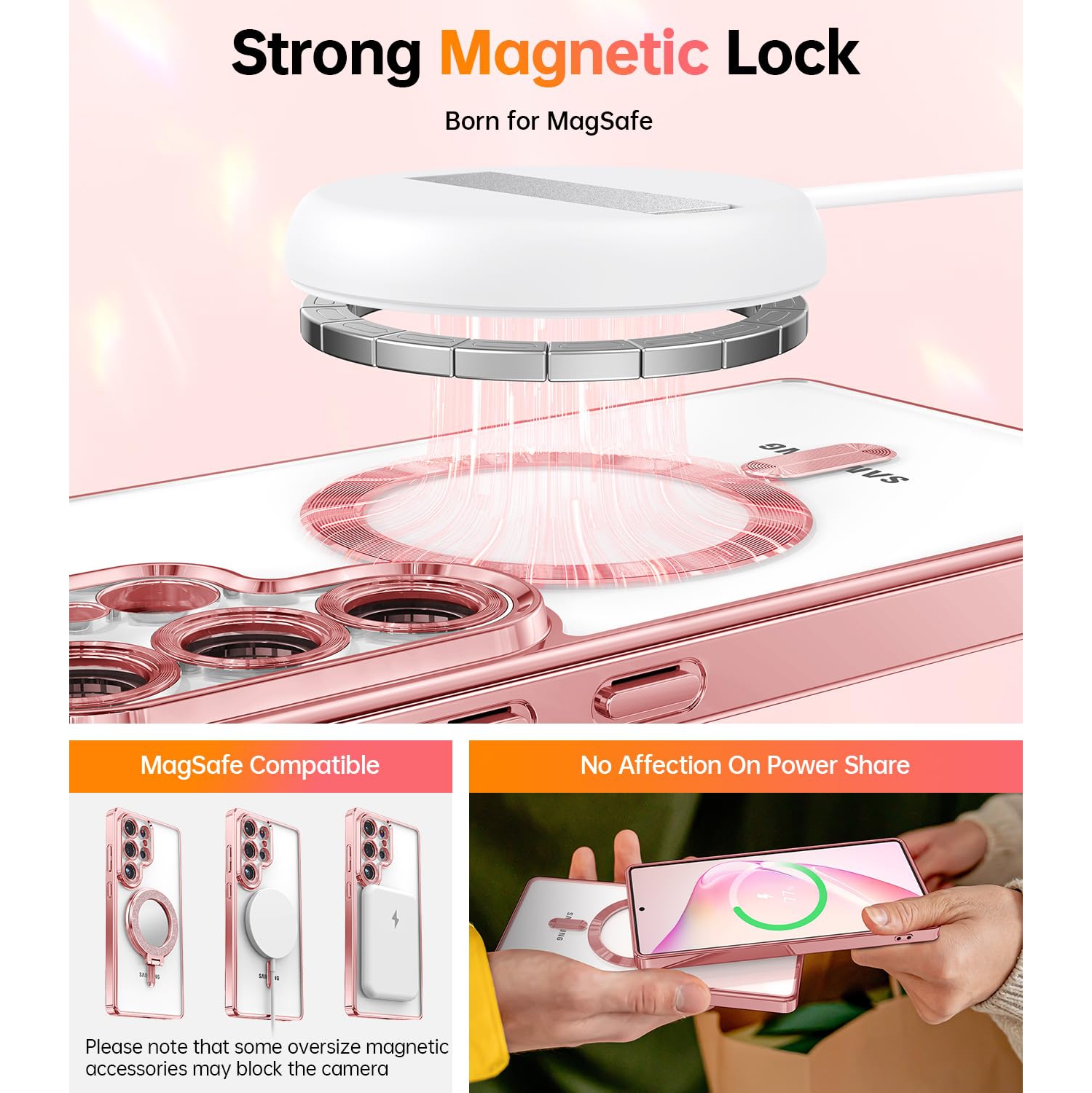 Étui pour Samsung Galaxy S25 Ultra 6.9&nbsp;po, compatible avec 2X Protecteurs d'écran HD Glitter Card & Wrist Strap Full Lens Protection Case pour