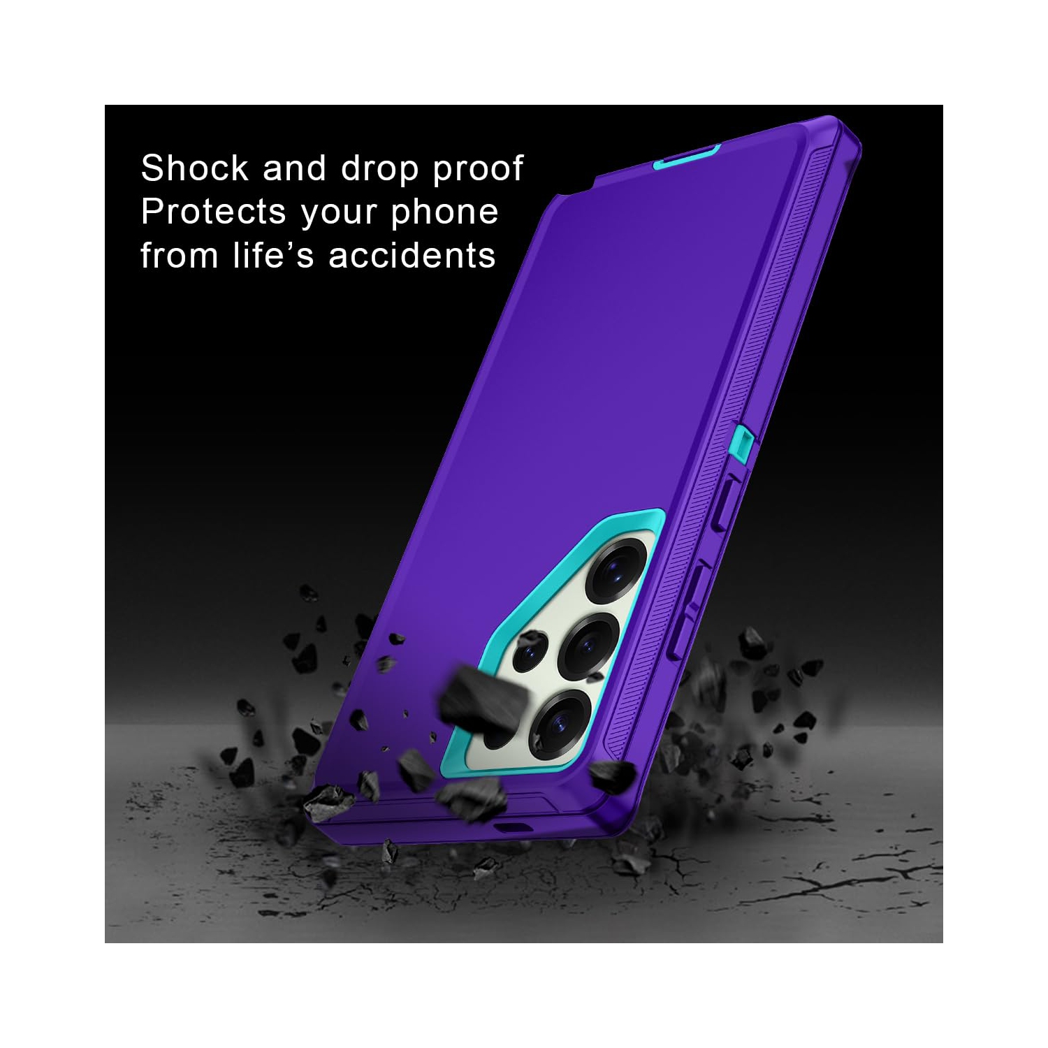 Pour Samsung Galaxy S25 Ultra Étui antichoc, résistant à la poussière et aux chutes, 3 couches, protection complète sans protecteur d'écran, étui