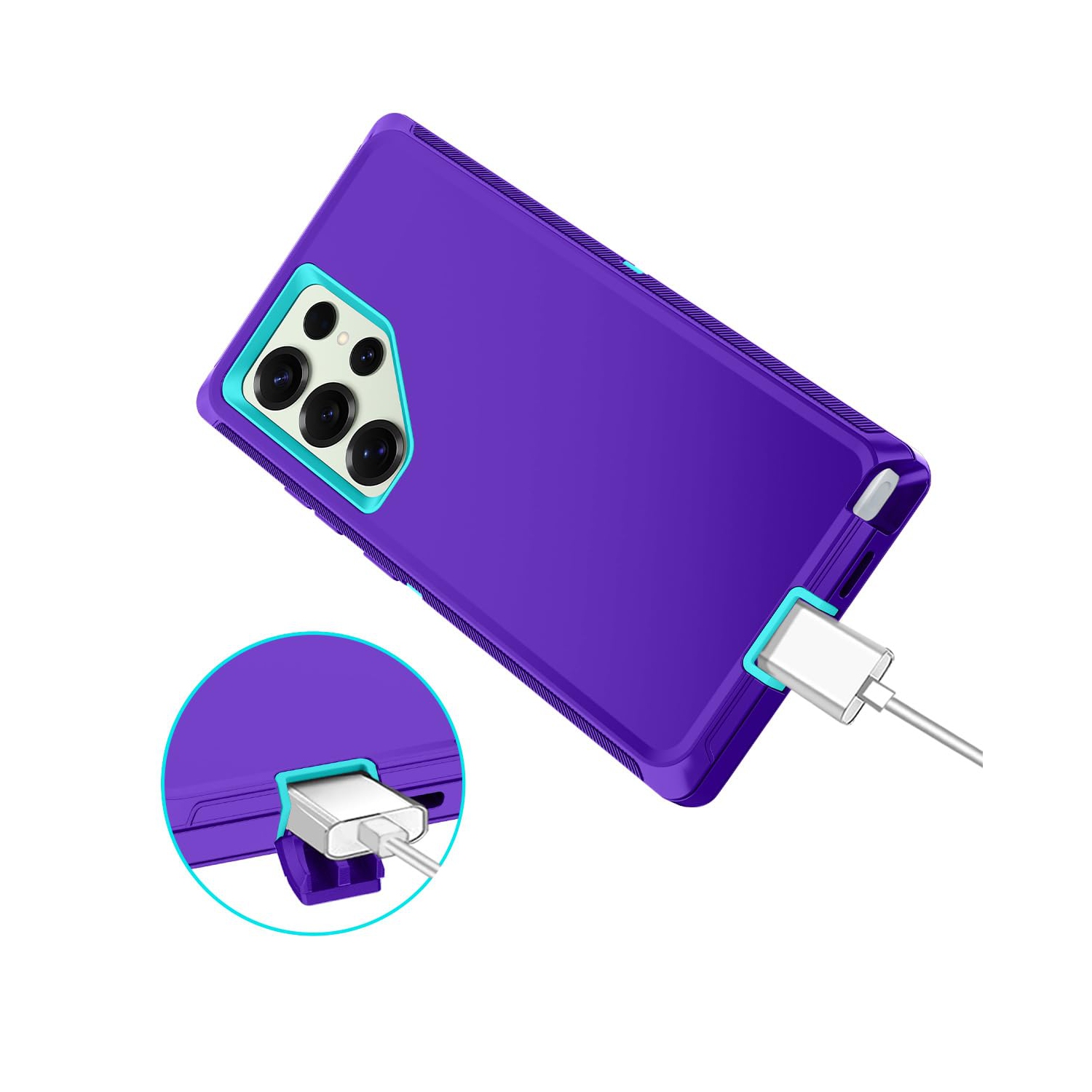 Pour Samsung Galaxy S25 Ultra Étui antichoc, résistant à la poussière et aux chutes, 3 couches, protection complète sans protecteur d'écran, étui