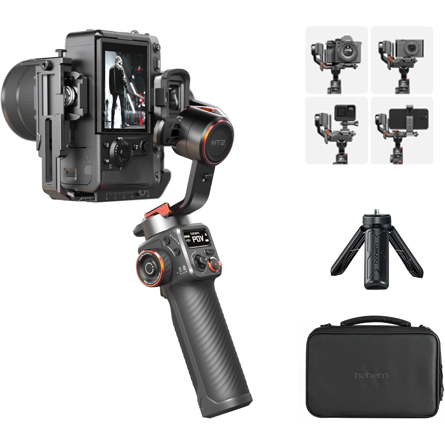Remis à neuf - Stabilisateur à cardan iSteady MT2 de Hohem pour appareil photo, cardan 4-en-1 3 axes pour appareil photo sans miroir/compact/caméra