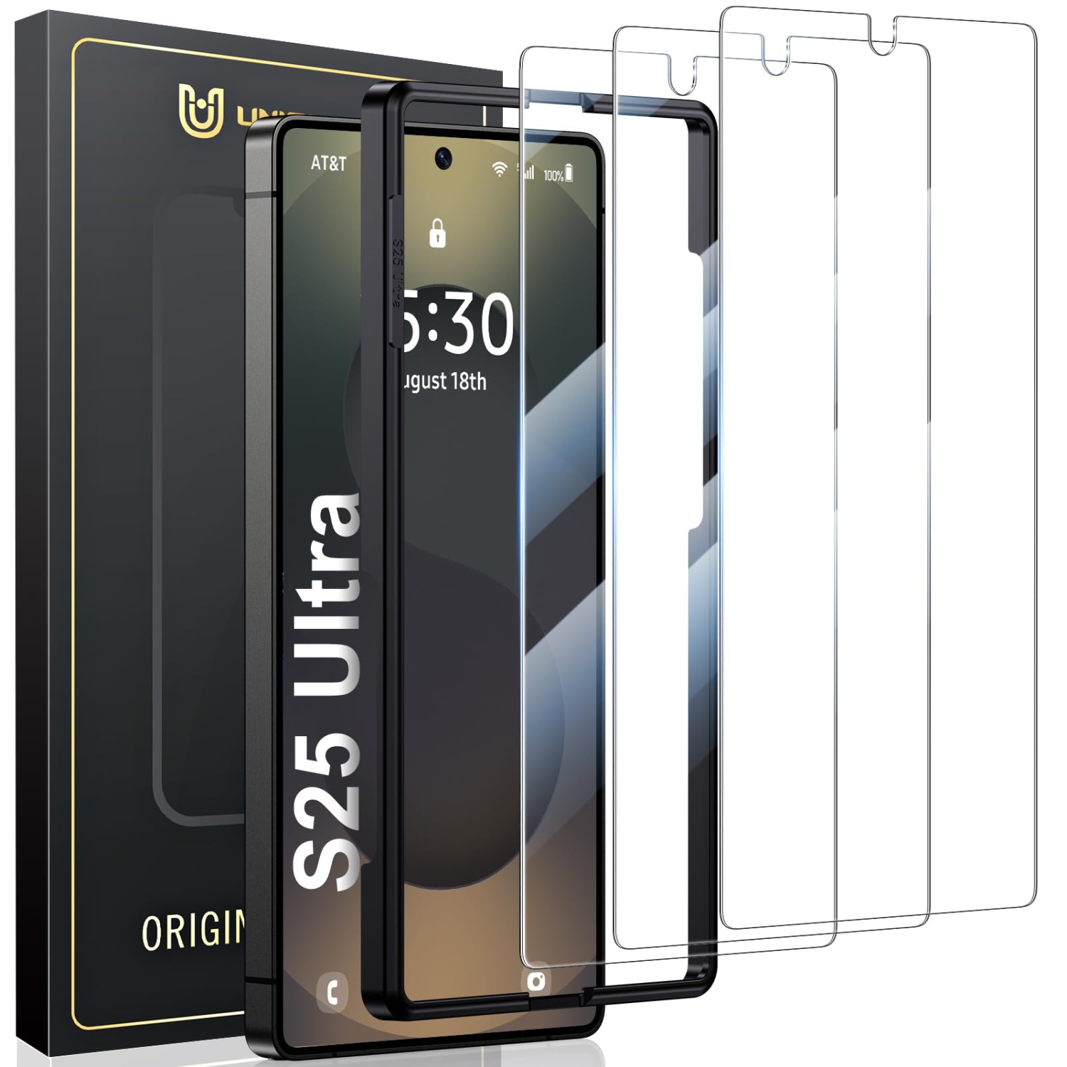 3 Pack Screen Protector Compatible for Samsung Galaxy S25 Ultra Tempered Glass HD Clear Screen Protector with Easy Installation Frame, 9H Hardness