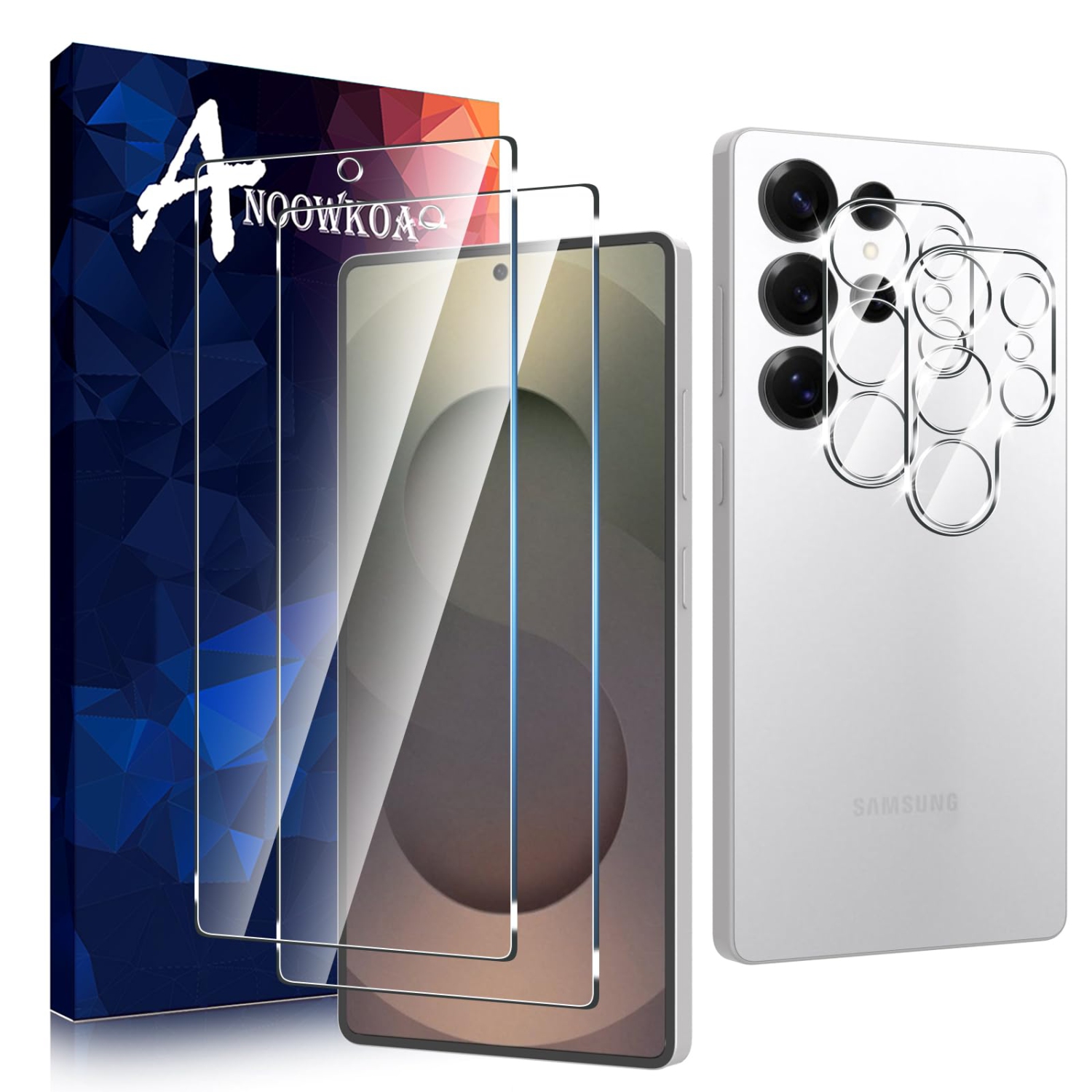 2 Pack Samsung Galaxy S25 Ultra Screen Protector + 2 Pack Galaxy S25 Ultra Camera Lens Tempered Glass Protector.Hardness.Support Fingerprint Unlock