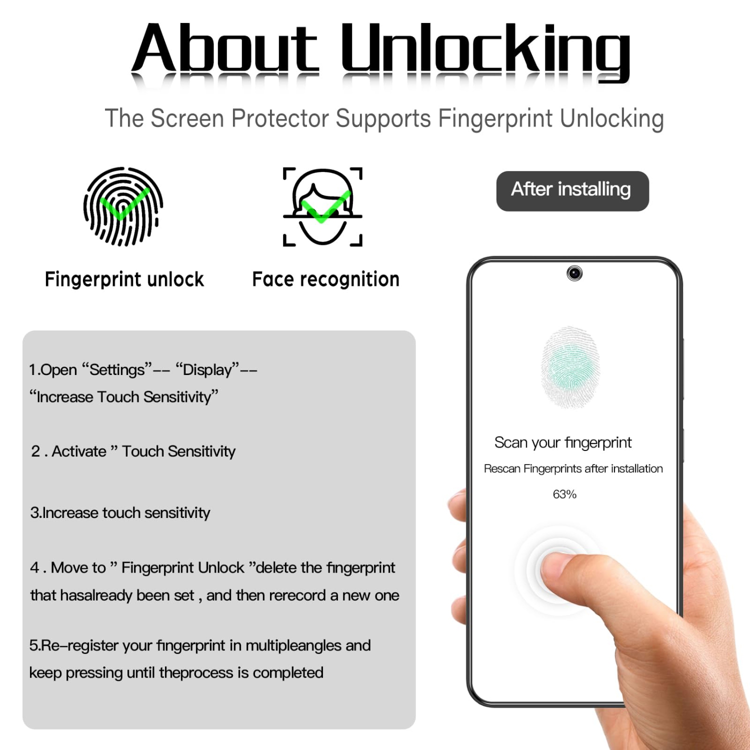 2 Pack Samsung Galaxy S25 Ultra Screen Protector + 2 Pack Galaxy S25 Ultra Camera Lens Tempered Glass Protector.Hardness.Support Fingerprint Unlock