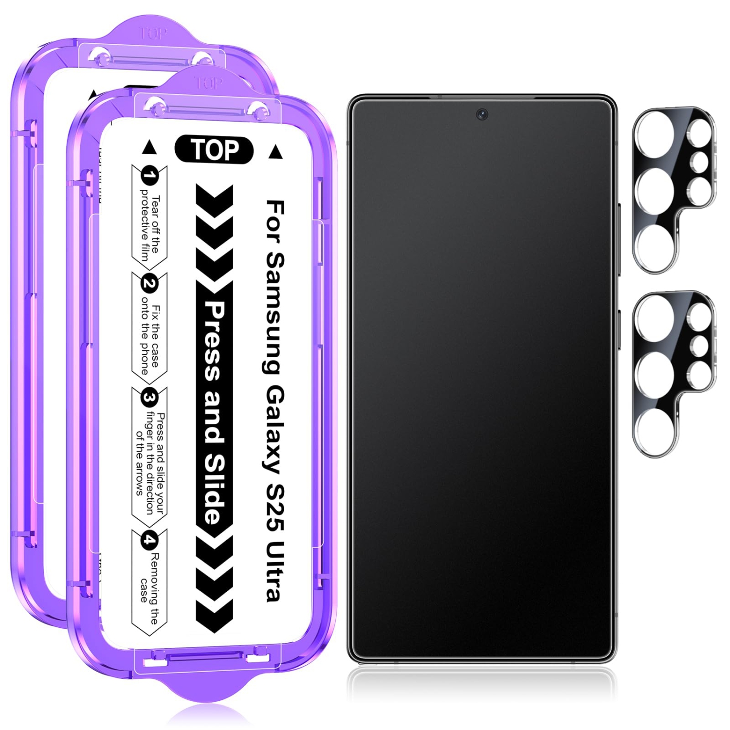 Paquet de 2 protecteurs d'écran en verre mat pour Samsung Galaxy S25 Ultra, film en verre trempé 9H avec protecteur d'écran de caméra 2 PCS,