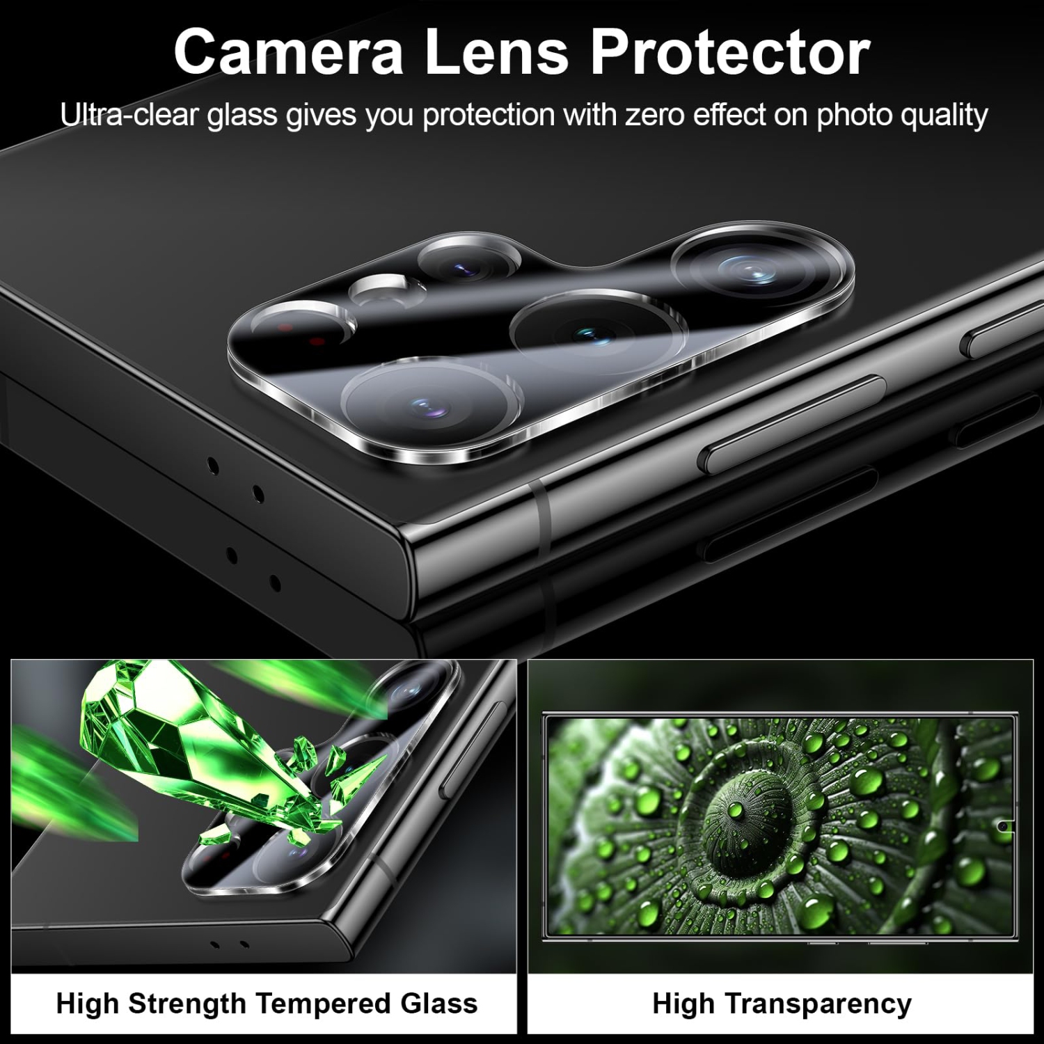 2 + 2 paquet pour Samsung Galaxy S25 Ultra Privacy, 2 PCS PET S25 Ultra Anti Spy Film + 2 PCS Camera Lens Protector, 6.8&nbsp;po compatible avec les
