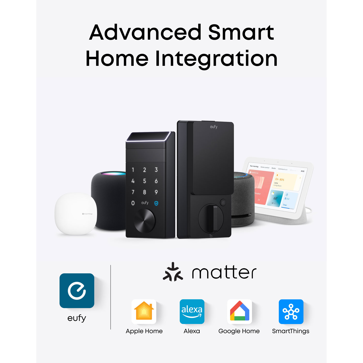 Serrure intelligente Wi-Fi à détection des veines de la paume FamiLock E35 d'eufy avec pavé numérique et clé - Noir