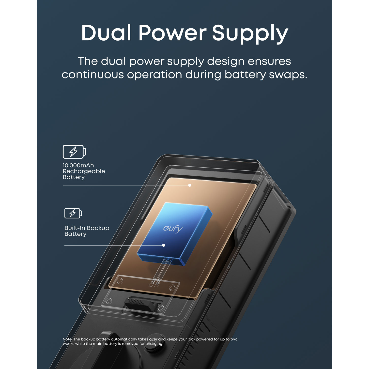 Serrure intelligente Wi-Fi à détection des veines de la paume FamiLock E35 d'eufy avec pavé numérique et clé - Noir