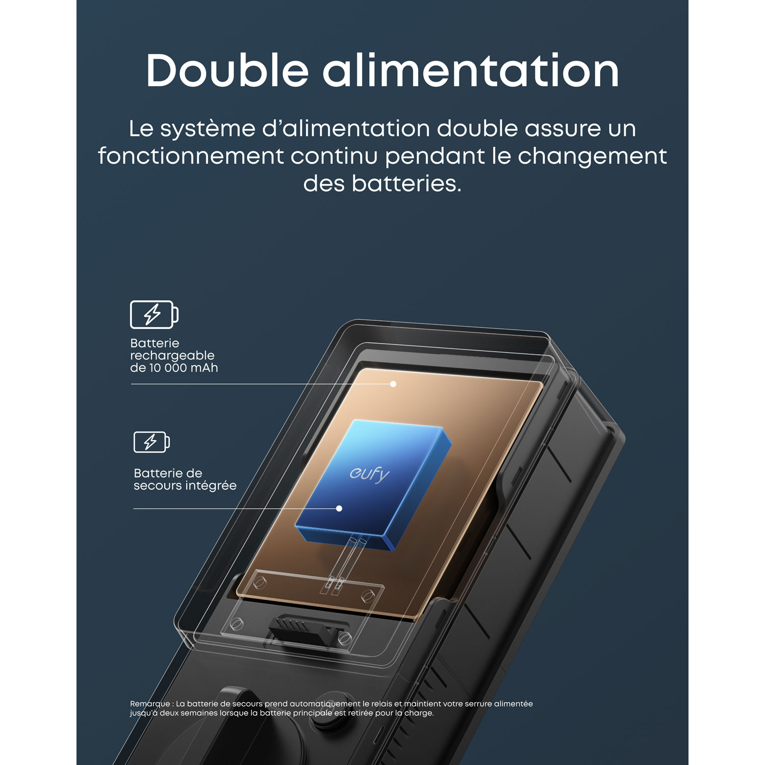 Serrure intelligente Wi-Fi à détection des veines de la paume FamiLock E35 d'eufy avec pavé numérique et clé - Noir