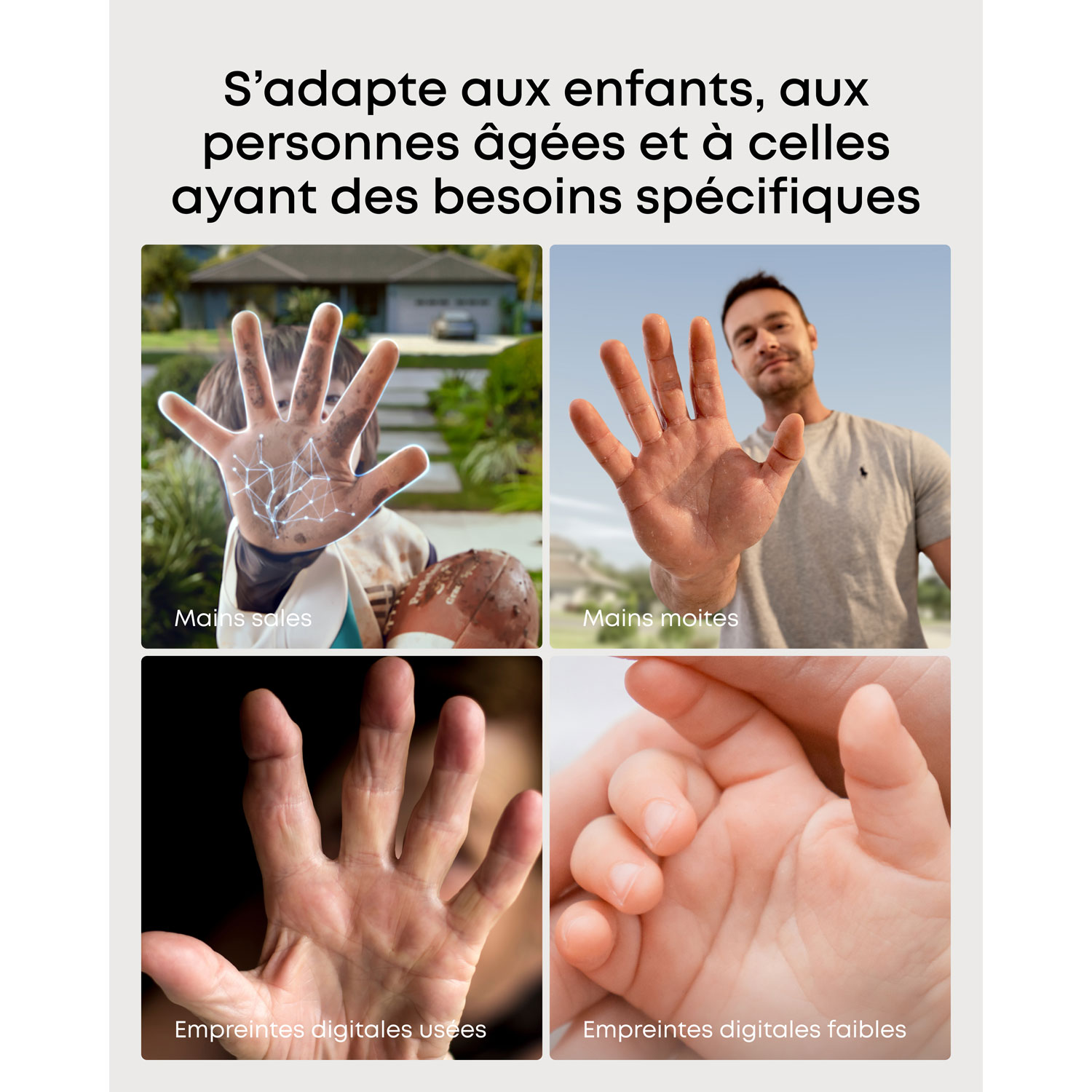 Serrure intelligente Wi-Fi à détection des veines de la paume FamiLock E35 d'eufy avec pavé numérique et clé - Noir