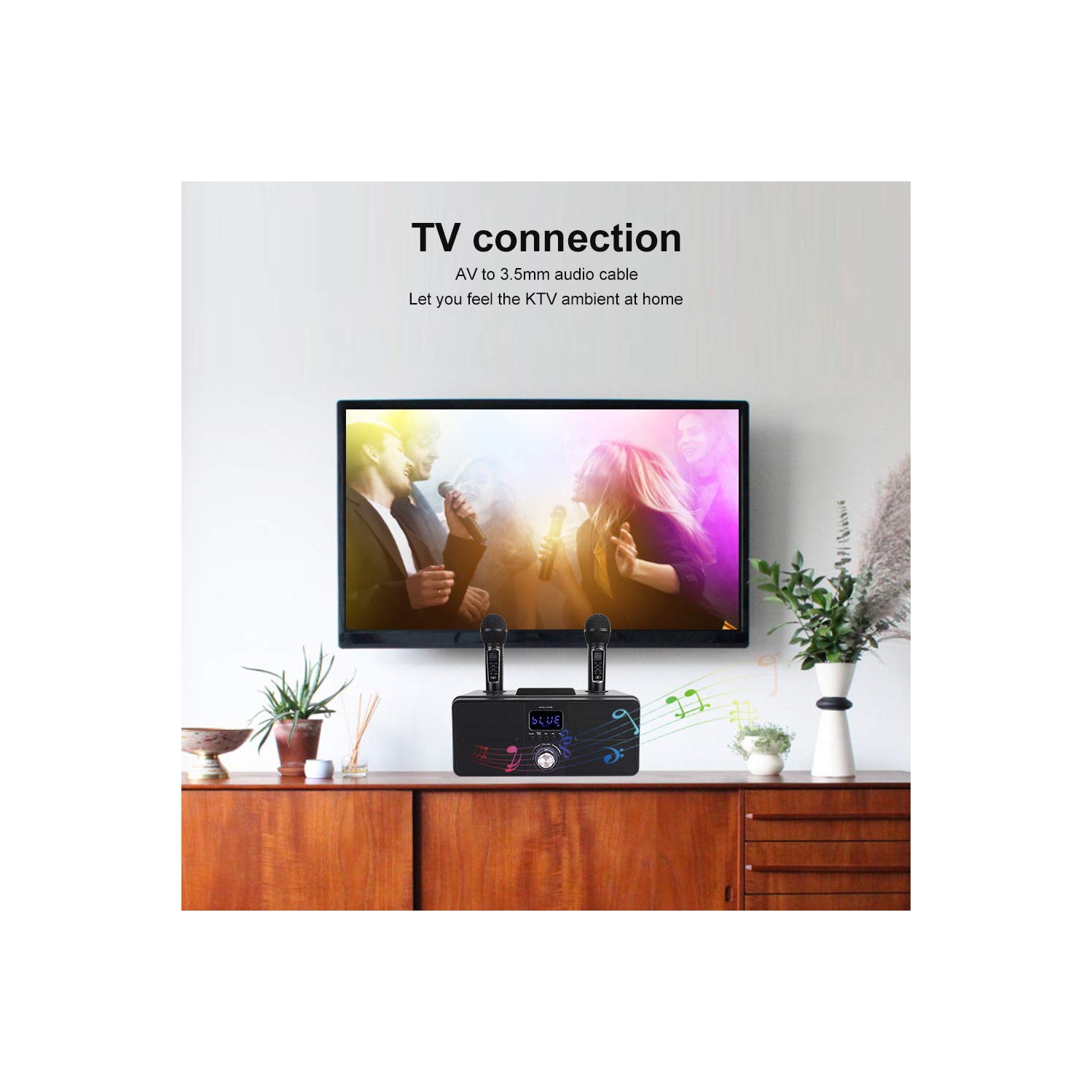 Haut-parleur de karaoké Bluetooth KTV Kit, équipement de karaoké avec double microphone pour la maison, auxiliaire USB universel Appareil vidéo