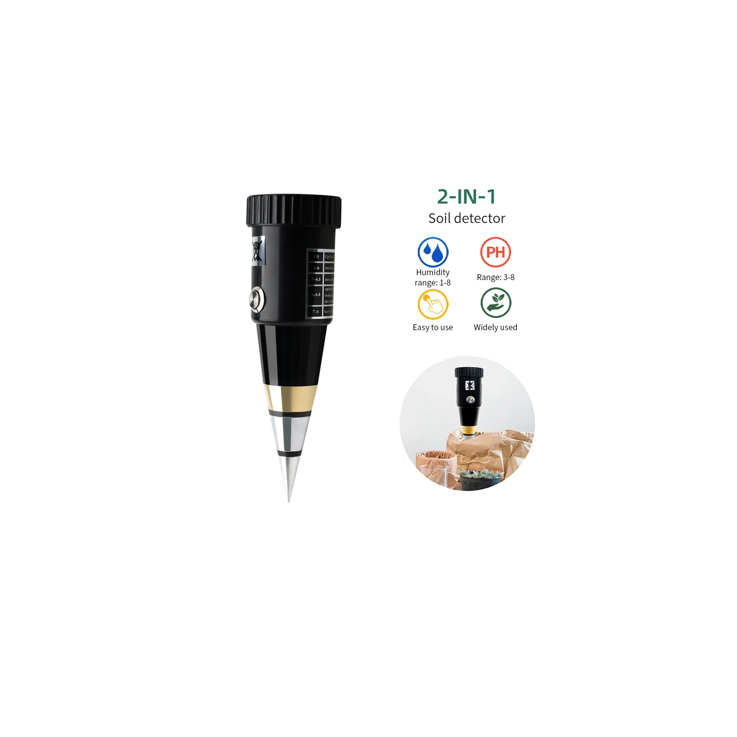 Soil Moisture PH Meter Acidity Humidity Tester Metal Sensor Probe 3~8 ph No Battery Hygrometer for Planting Garden Tool